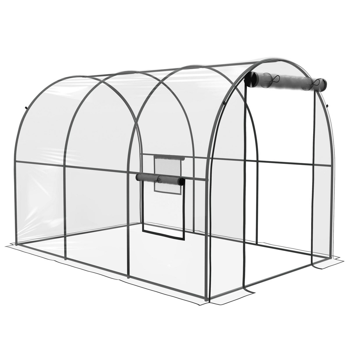 OUTSUNNY Serre tunnel serre à tomates surface sol 6 m² 3L x 2l x 2H m
