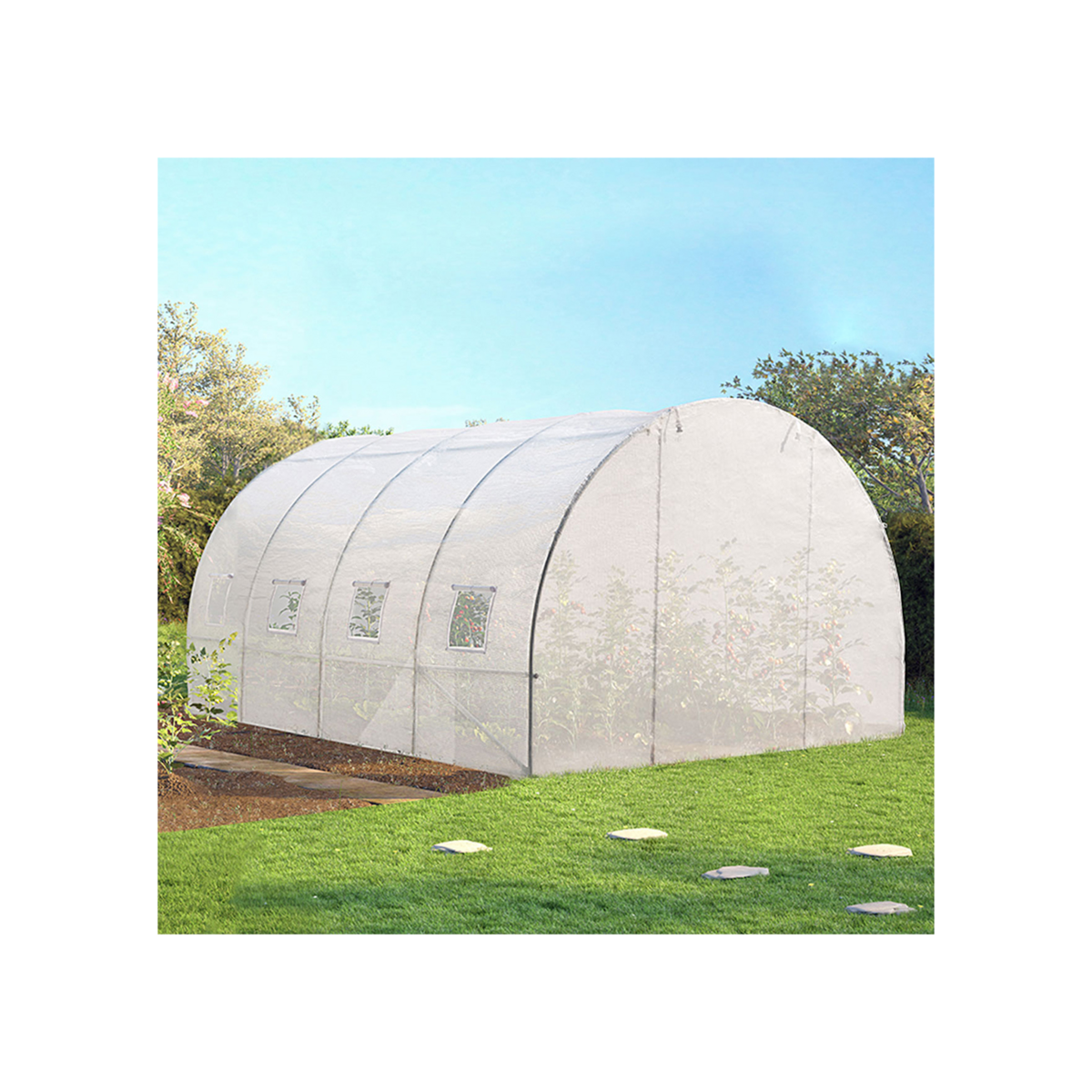 ID MARKET Serre tunnel de jardin 12M² blanche gamme maraîchère ZEBRA 4x3M