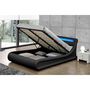 Voir la diapositive 2 : CONCEPT USINE Structure de lit LED avec rangements 140 x 190 cm noir PORTLAND