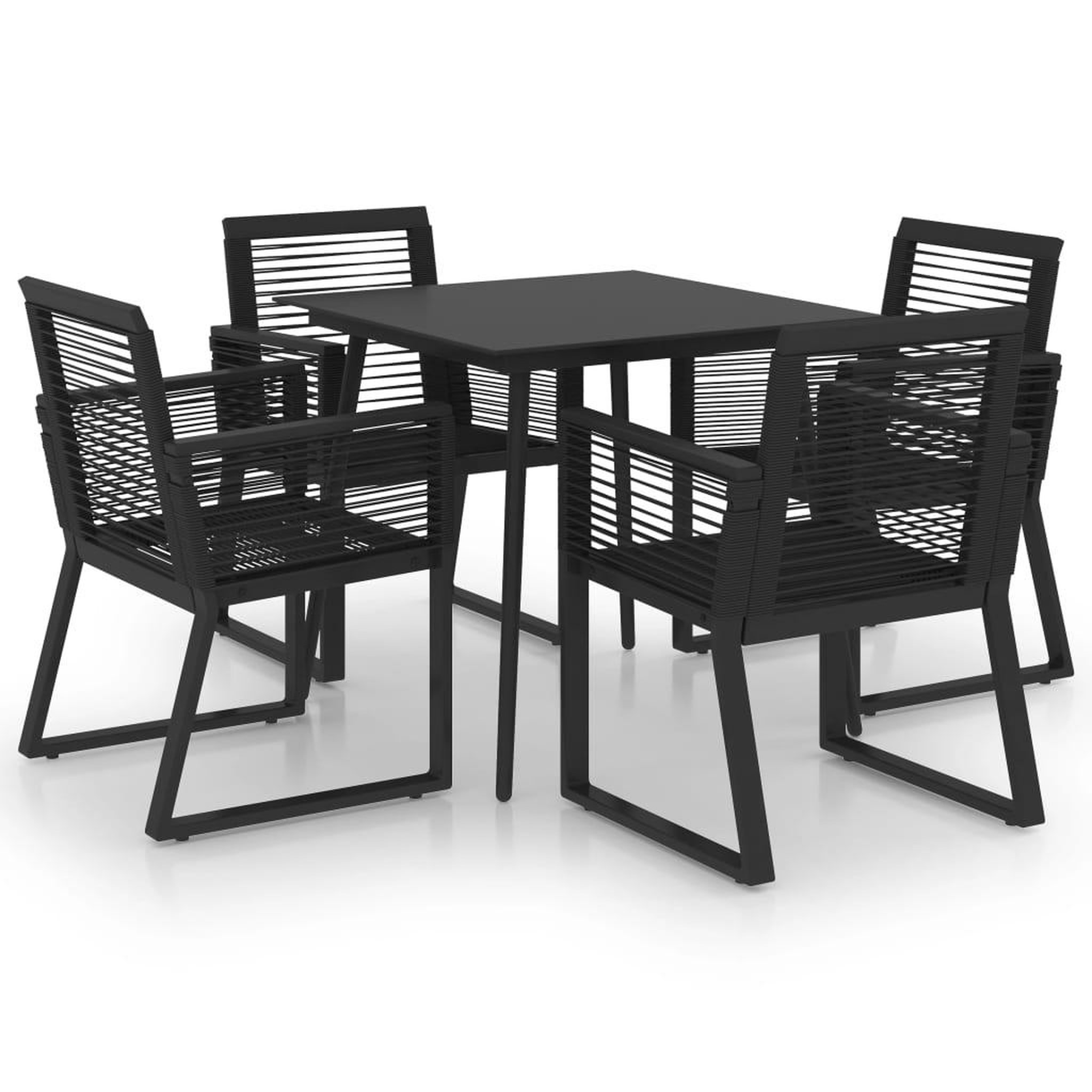 Voir la diapositive 2 : VIDAXL Ensemble a manger d'exterieur 5 pcs rotin pvc noir