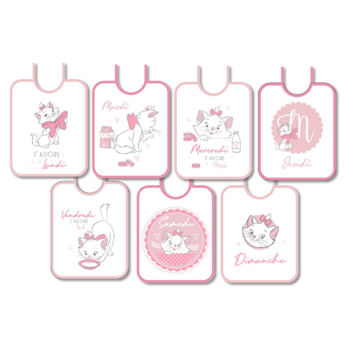 DISNEY DIS201211L1 - Lot de 7 bavoirs journaliers - Marie