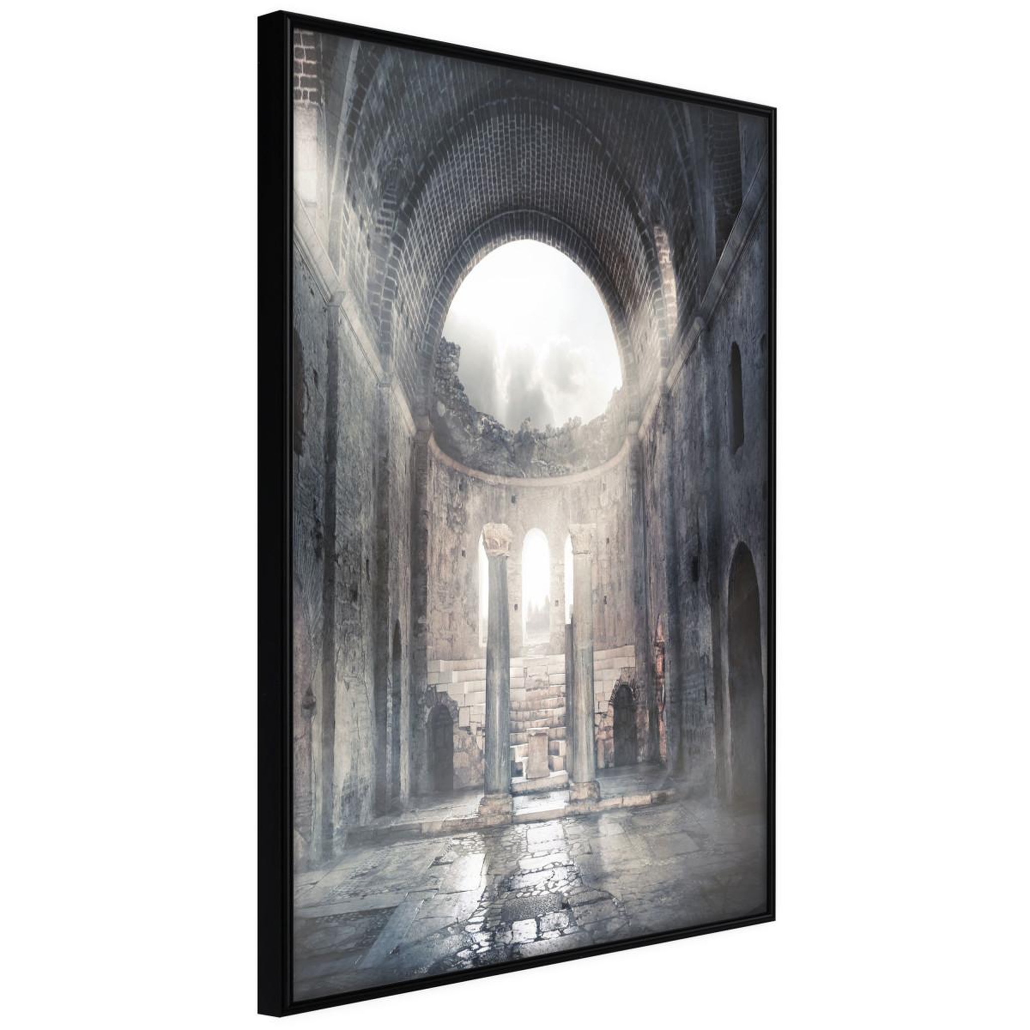 Paris Prix Affiche murale encadrée  ruins of a cathedral. Coloris disponibles : Jaune, Noir