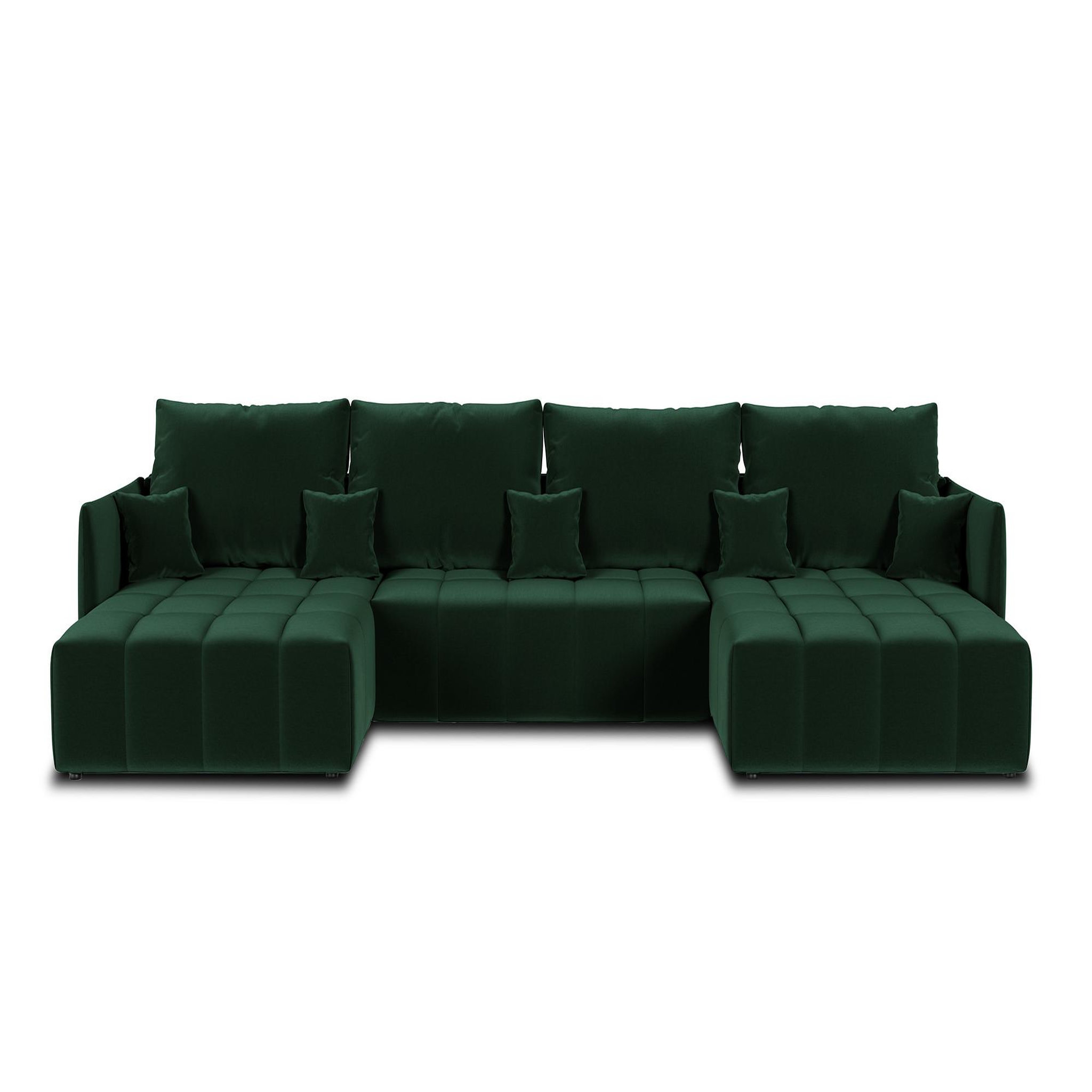 Voir la diapositive 1 : BEST MOBILIER Petra - canapé panoramique en u - 7 places - convertible - avec coffre - en velours