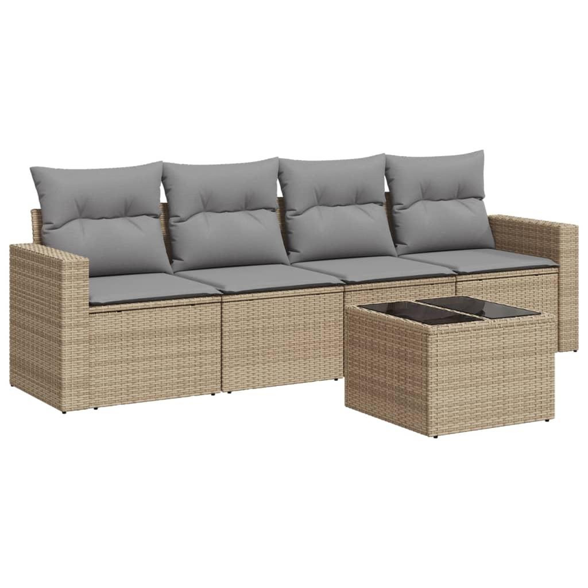 Voir la diapositive 2 : VIDAXL Salon de jardin avec coussins 5 pcs beige resine tressee