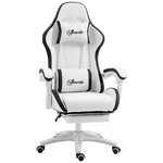 VINSETTO Chaise de bureau gaming - inclinable, pivotant, réglable - coussins lombaires têtière inclus - noir blanc