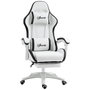 Voir la diapositive 1 : VINSETTO Chaise de bureau gaming - inclinable, pivotant, réglable - coussins lombaires têtière inclus - noir blanc