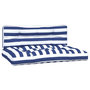 Voir la diapositive 2 : VIDAXL Coussins de palette lot de 2 rayures bleues/blanches tissu