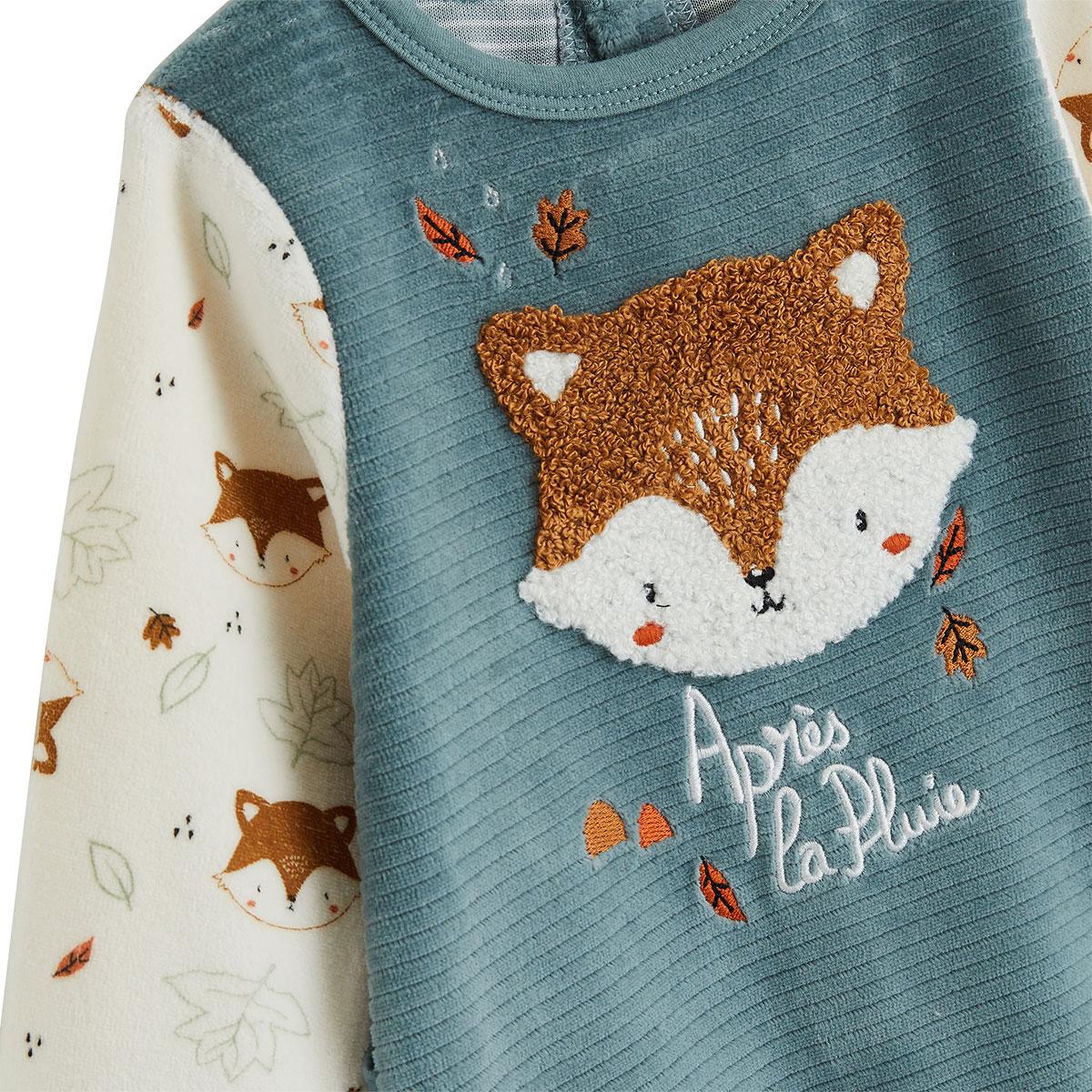 Voir la diapositive 3 : PETIT BEGUIN Pyjama bébé en velours ginkgo