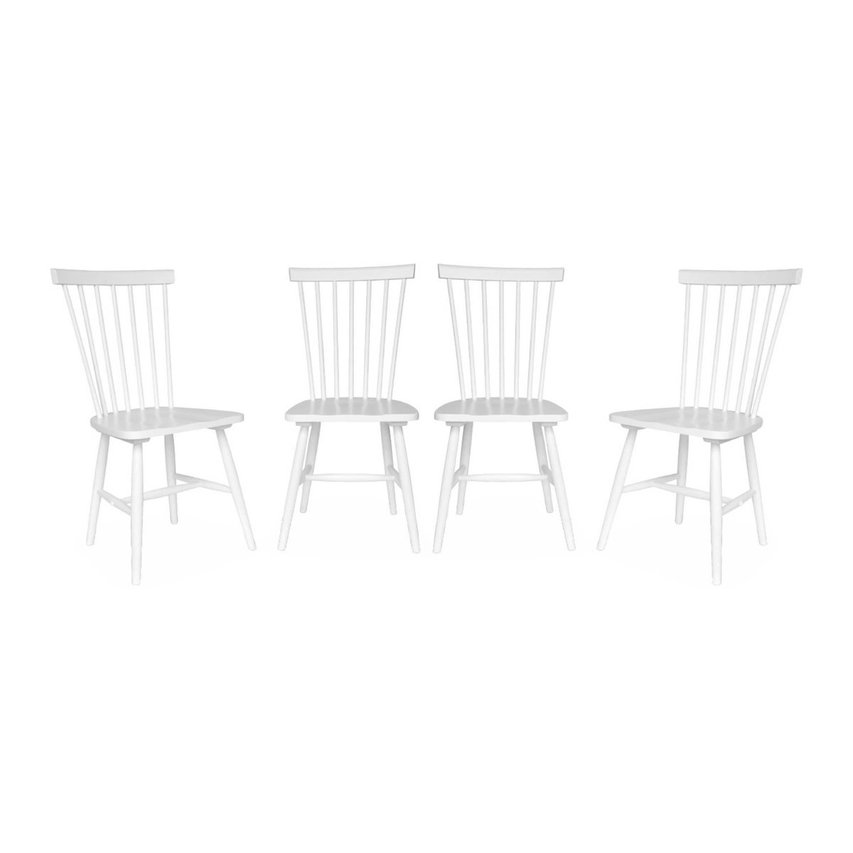 SWEEEK Lot de 4 chaises blanches à barreaux en bois d'hévéa. ROMIE. L 50.8 x P 44.2 x H 90cm