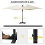 Voir la diapositive 4 : OUTSUNNY Parasol déporté carré inclinable manivelle avec pied en acier dim. 2,45L x 2,45l x 2,45H m métal alu. polyester haute densité beige