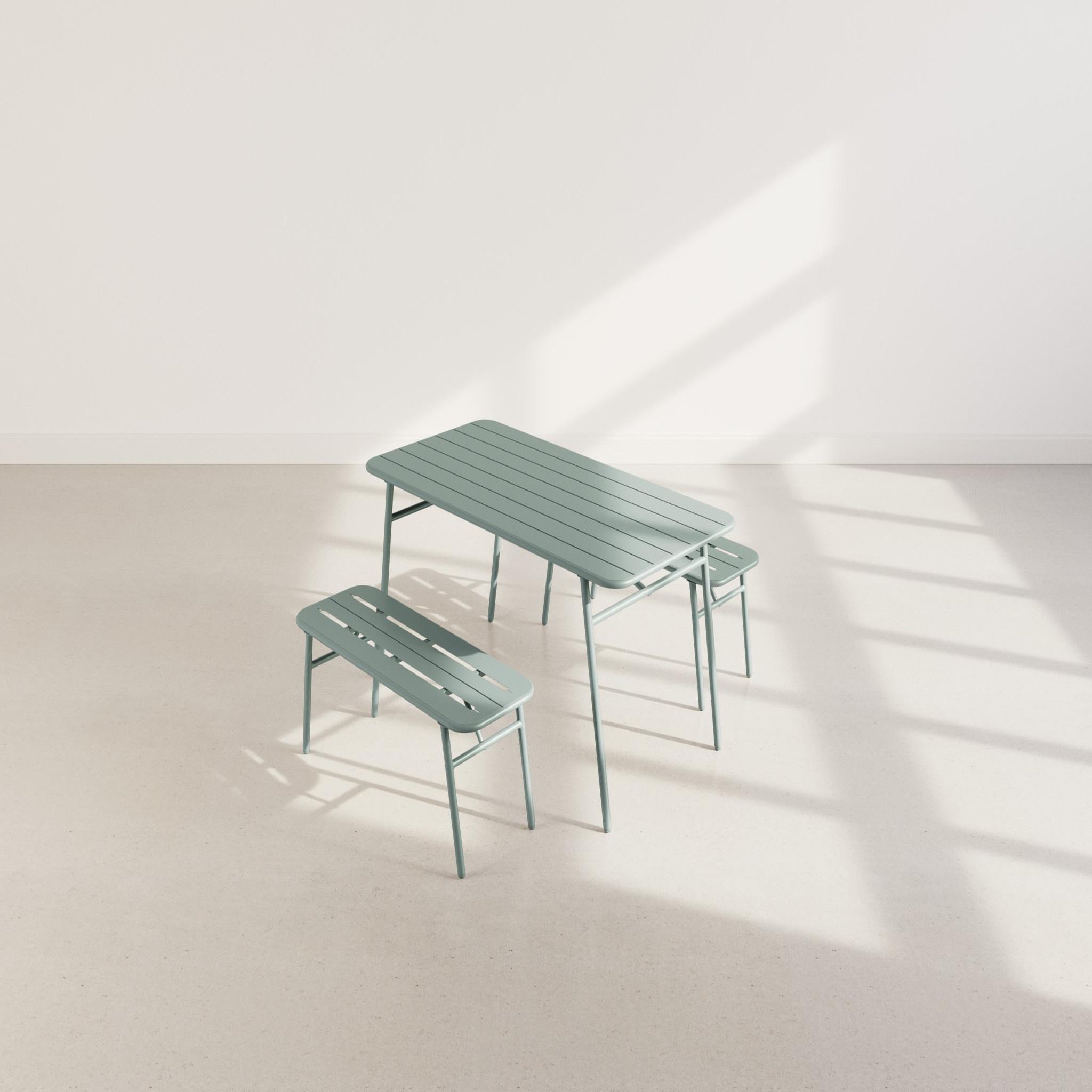 Voir la diapositive 4 : BEST MOBILIER Ribola - ensemble table et bancs de jardin - 4 personnes - vert