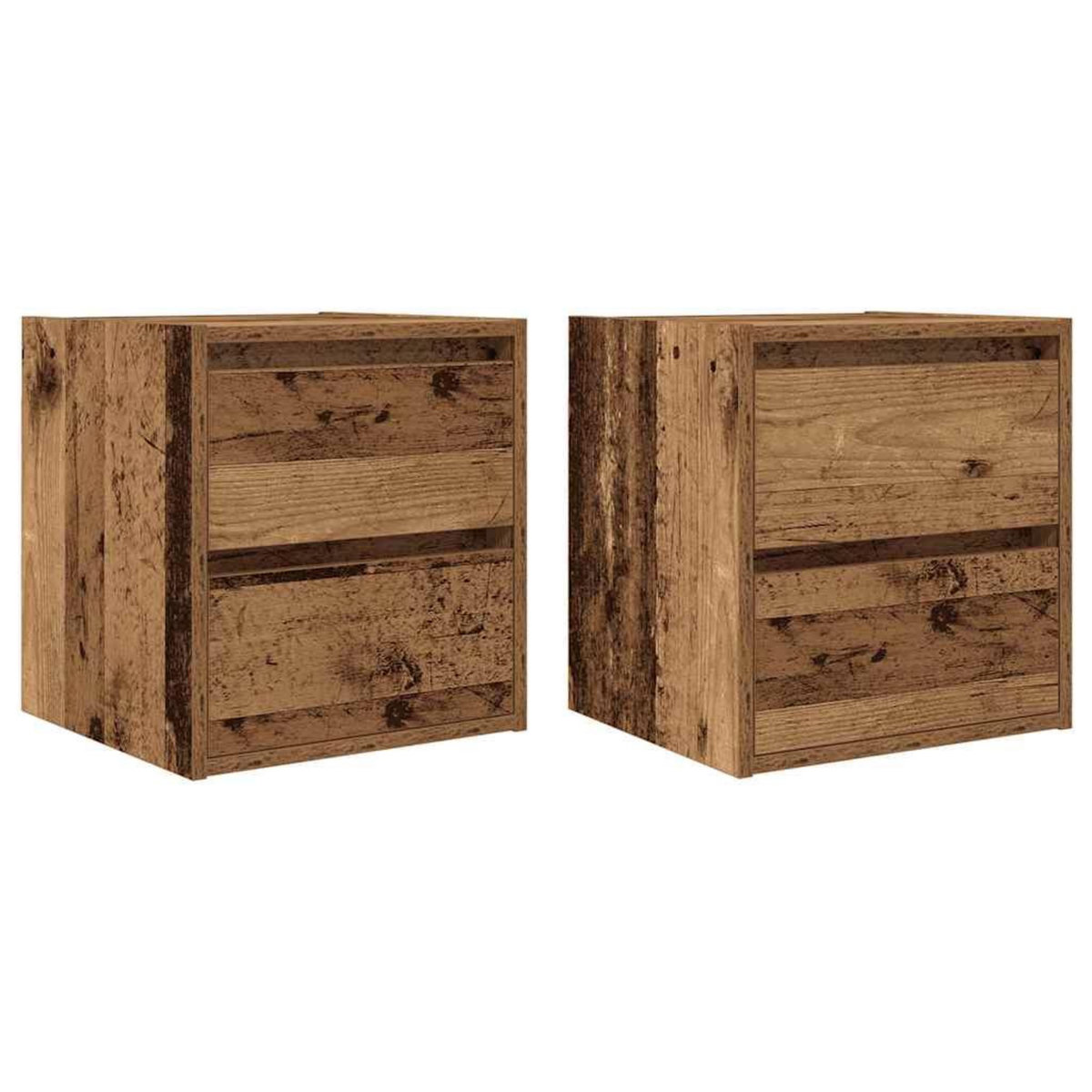 VIDAXL Tables de chevet murales 2 pcs vieux bois 38x34x40 cm