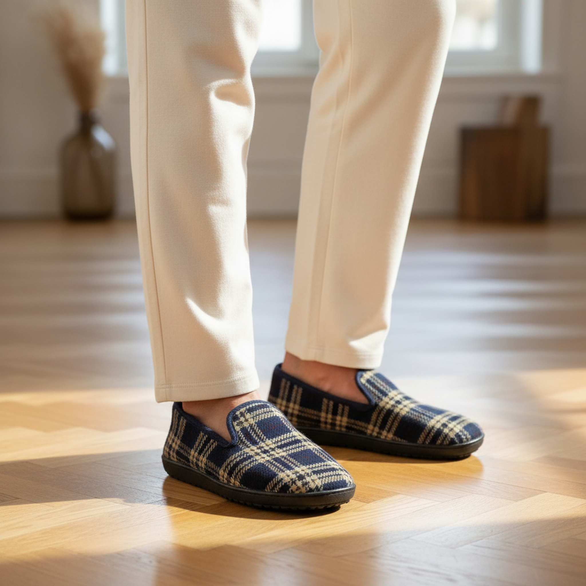Voir la diapositive 2 : OZABI Ozabi pantoufles charentaises homme fabriquées en espagne carreaux écossais