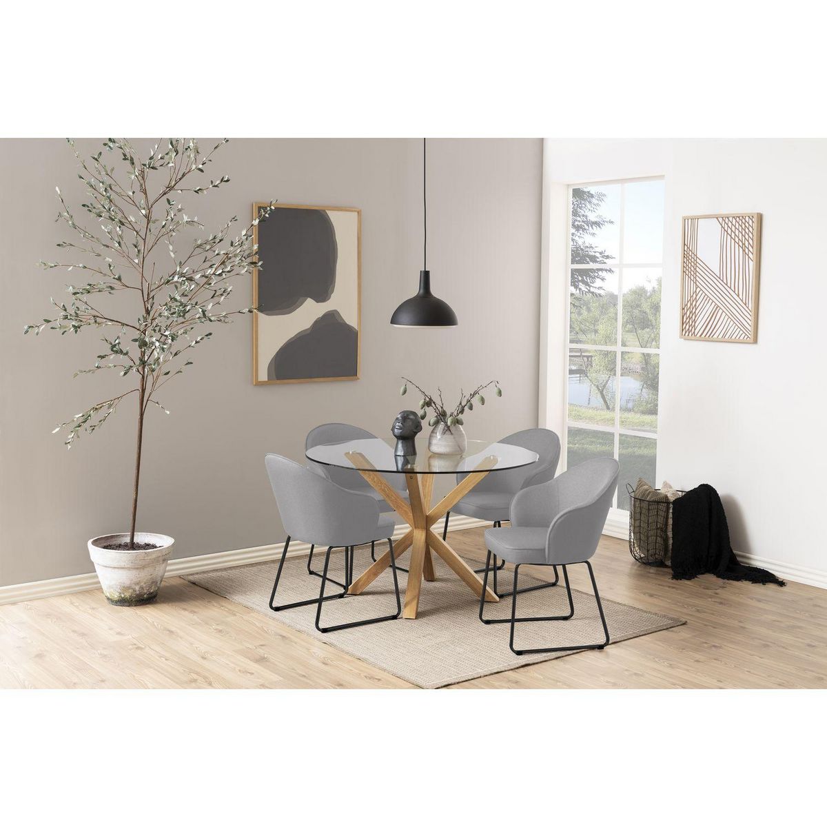 TOILINUX Chaise de salle à manger avec accoudoirs - Gris et Noir