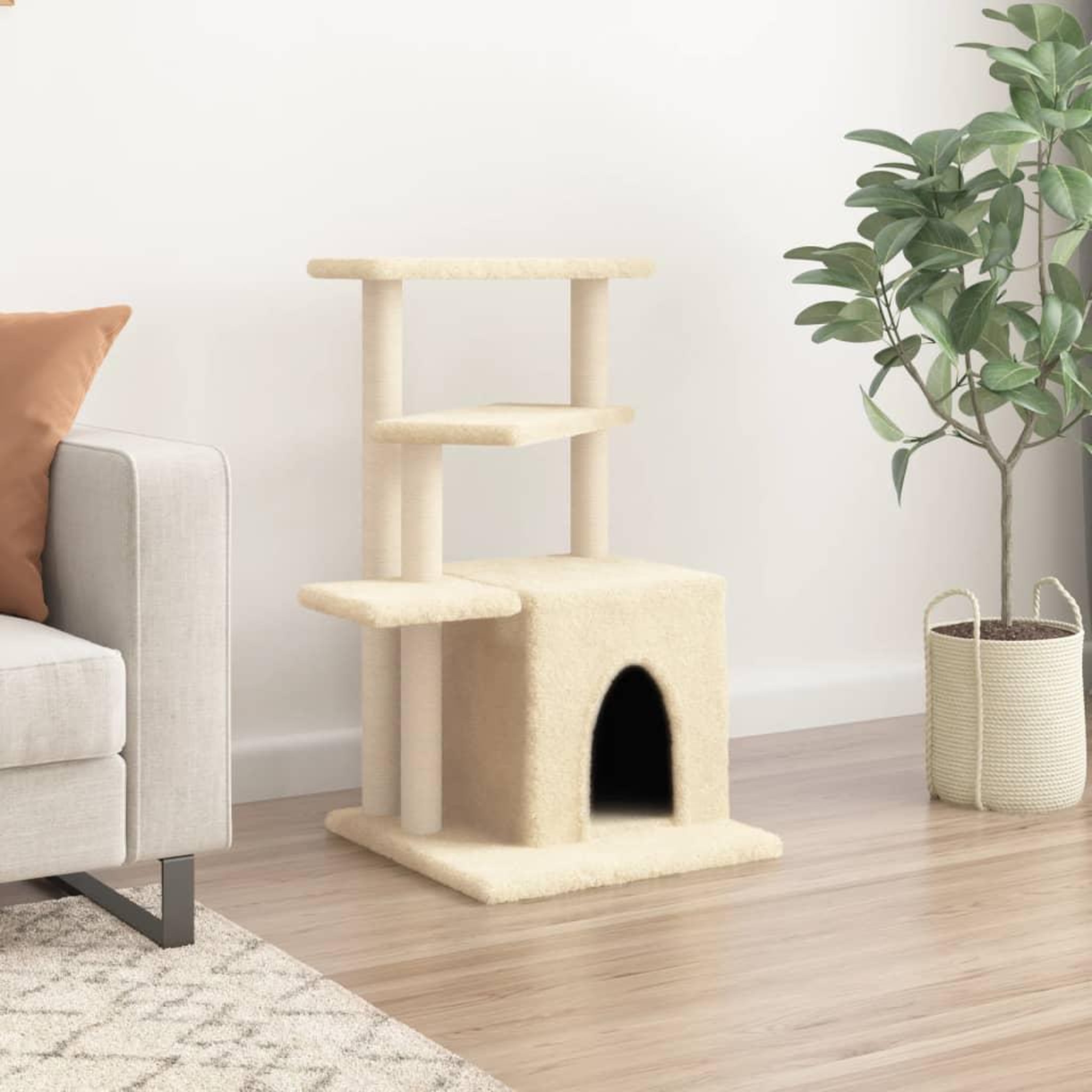 Voir la diapositive 3 : VIDAXL Arbre a chat avec griffoirs en sisal creme 83,5 cm