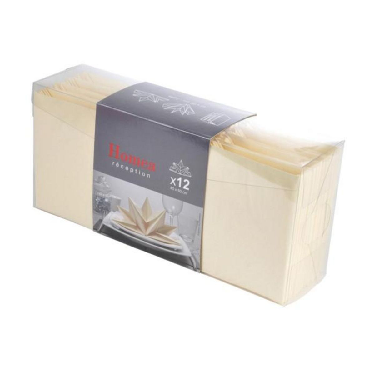 Paris Prix Lot de 12 Serviettes en Papier  Pré Pliées  40x60cm Crème