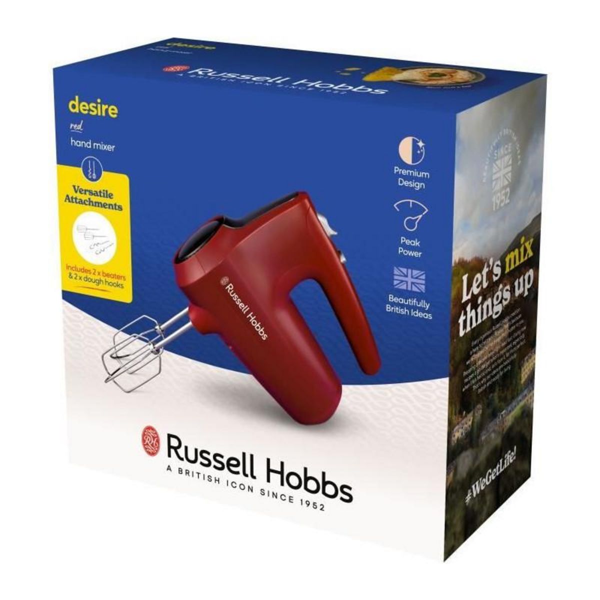 Russell Hobbs Batteur a main - RUSSEL HOBBS - Desire Red - 185 W - 5 vitesses - Rouge