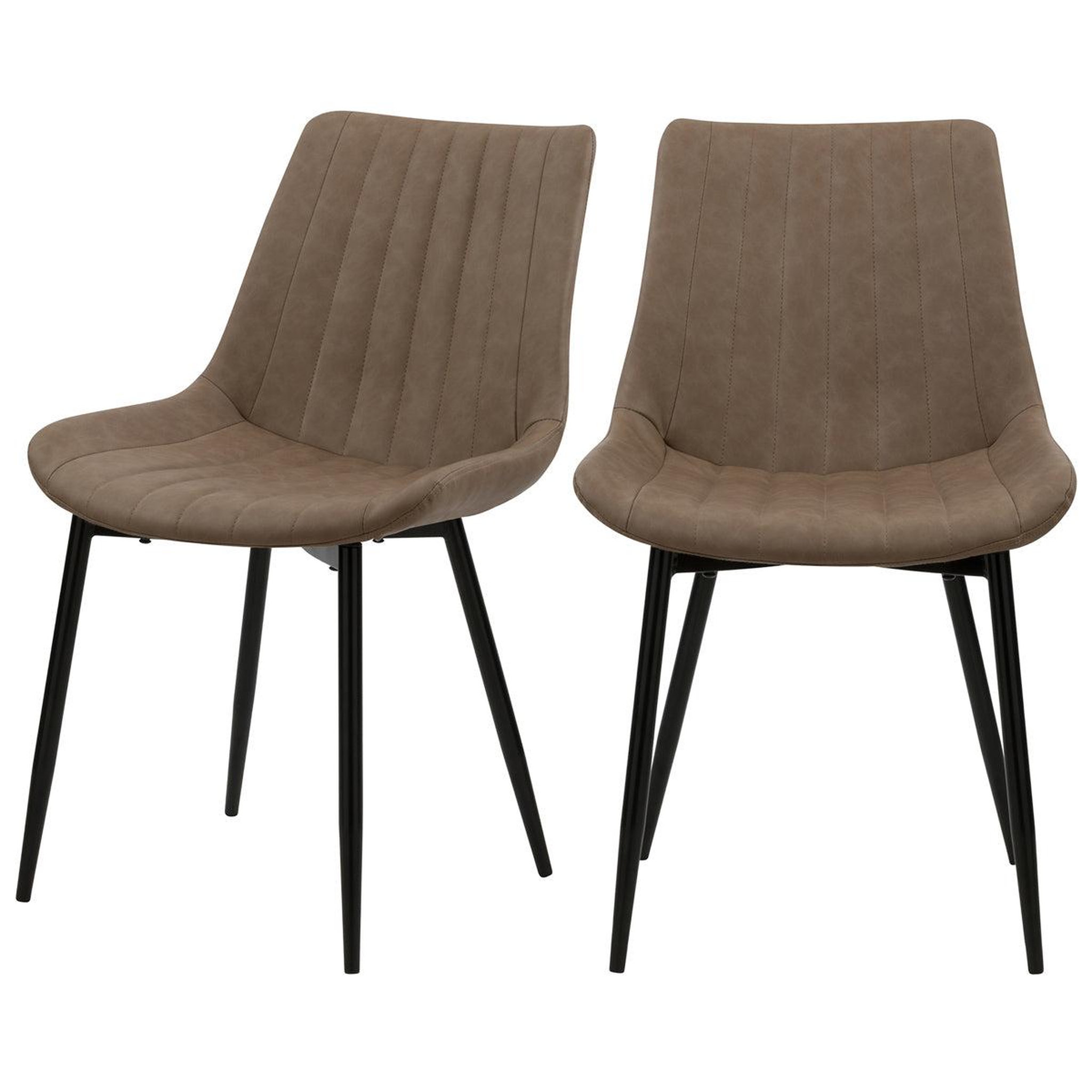 MAISON PAVANE Lot de 2 chaises en cuir synthétique taupe et métal noir-killi