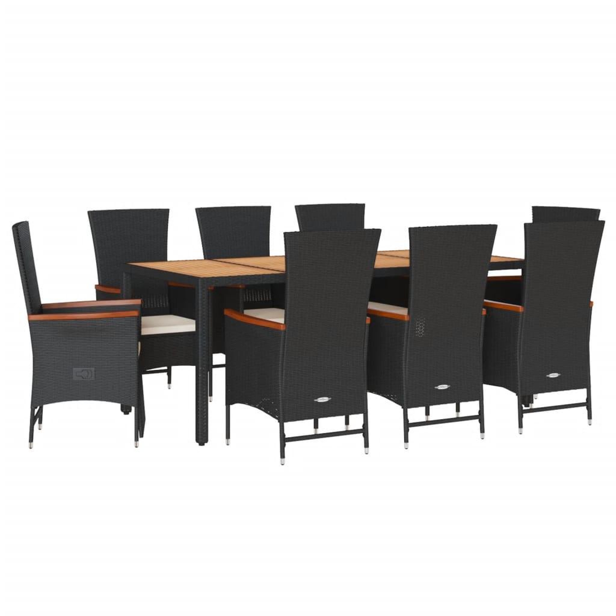 Voir la diapositive 2 : VIDAXL Ensemble a manger de jardin 9pcs coussins noir resine tressee