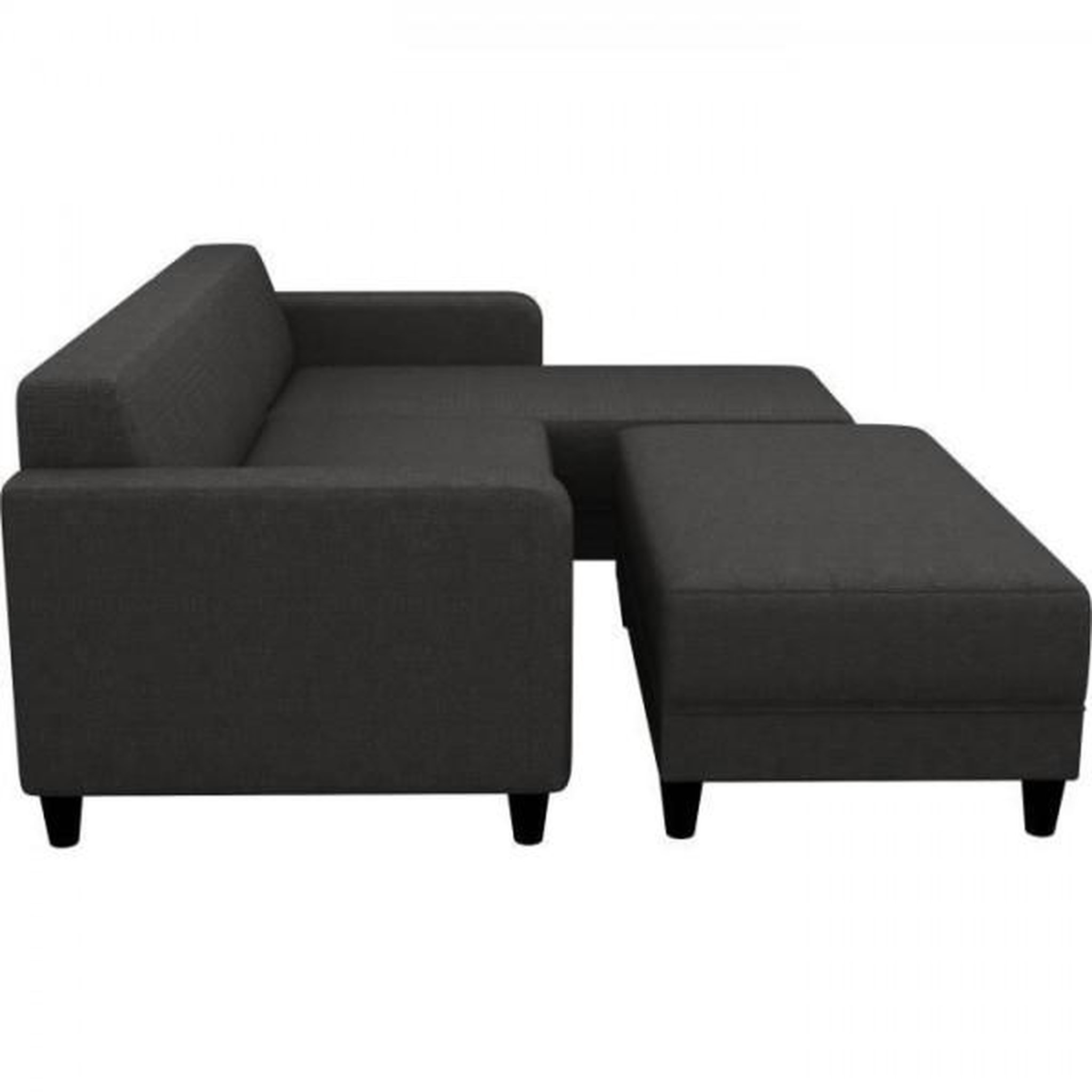 Voir la diapositive 5 : MARKET24 Canapé d'angle fixe 3 places BOB - Tissu Anthracite - Banc - L 197 x P 138 x H 65 cm