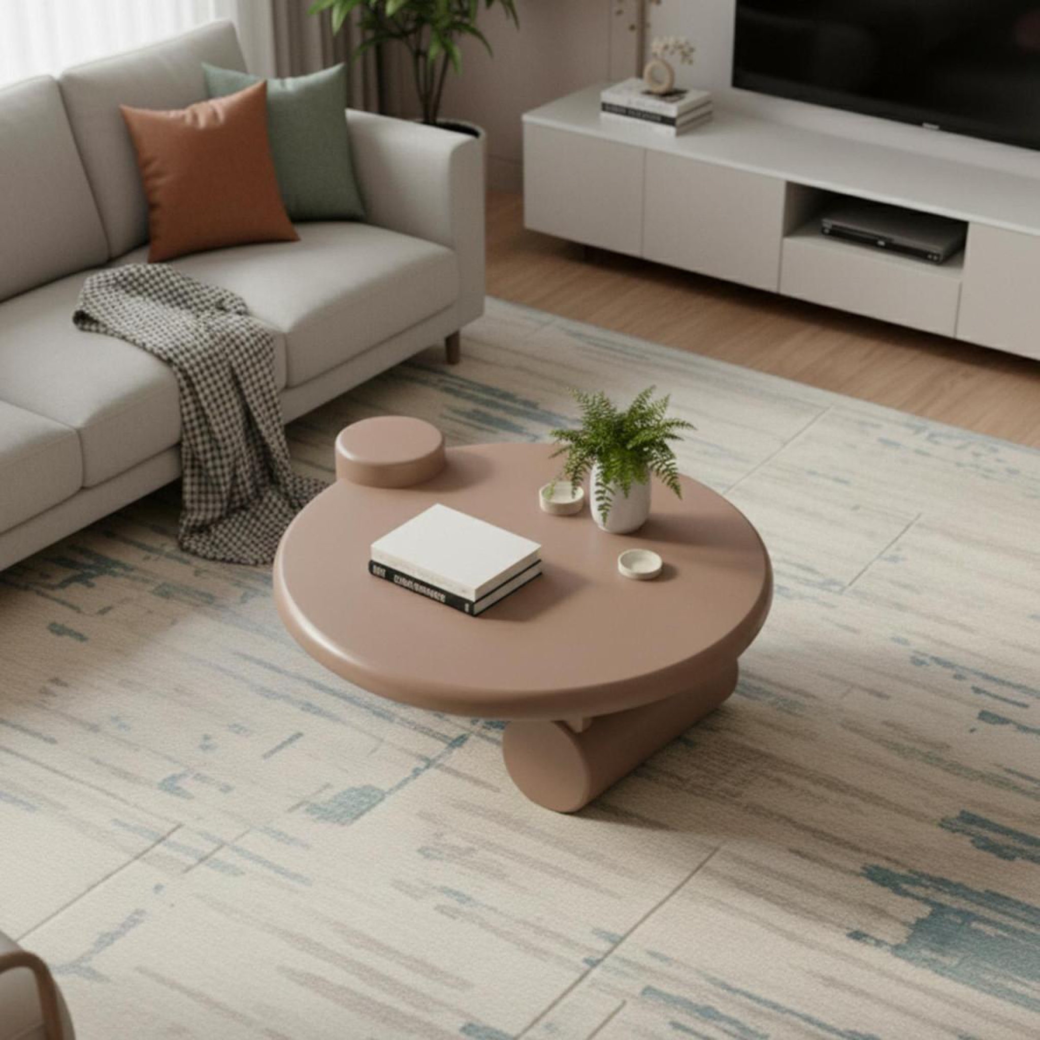 Voir la diapositive 3 : Paris Prix Table basse asymétrique  eloy  100cm taupe