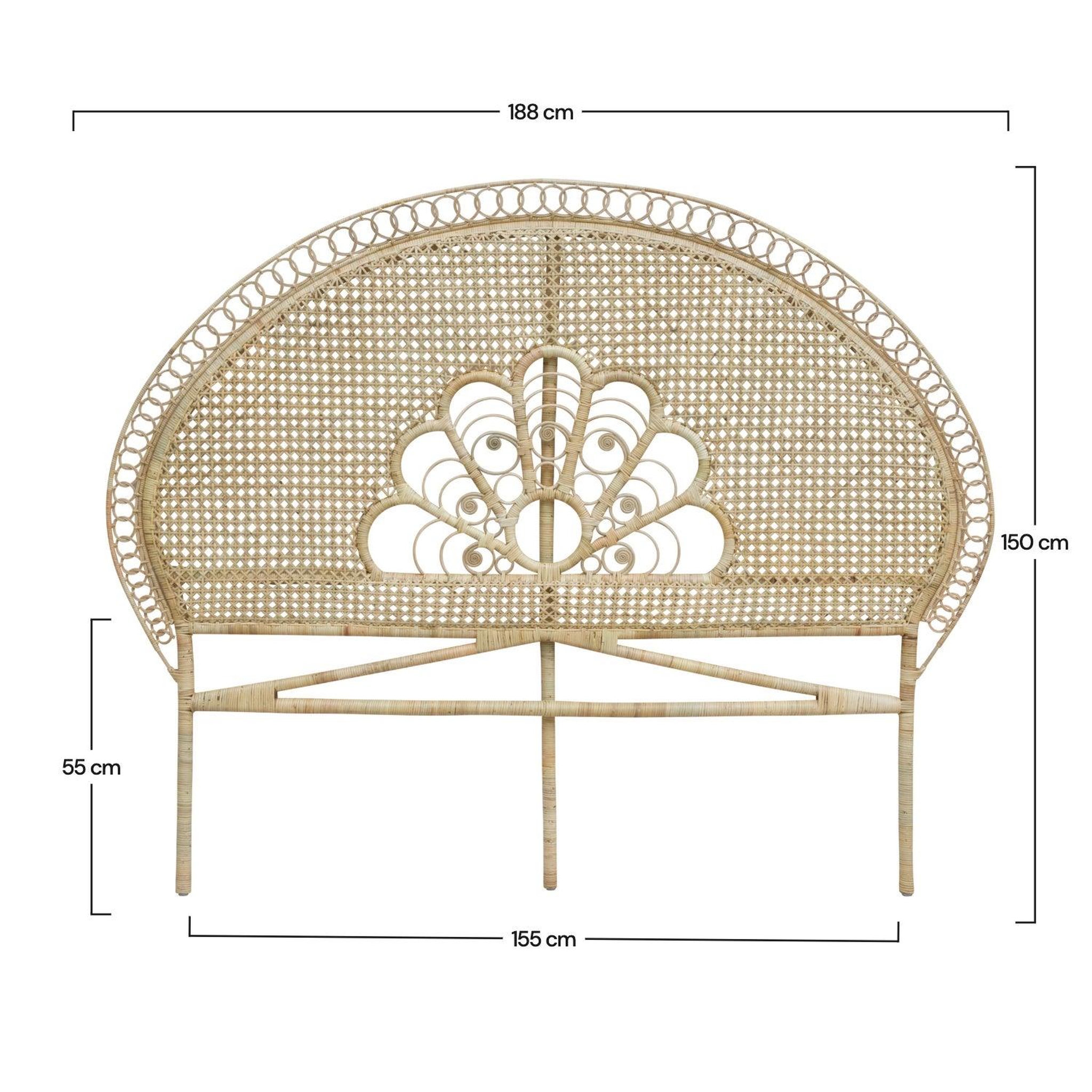 Voir la diapositive 4 : MAISON PAVANE Tête de lit 160 cm en rotin naturel-Gabriella