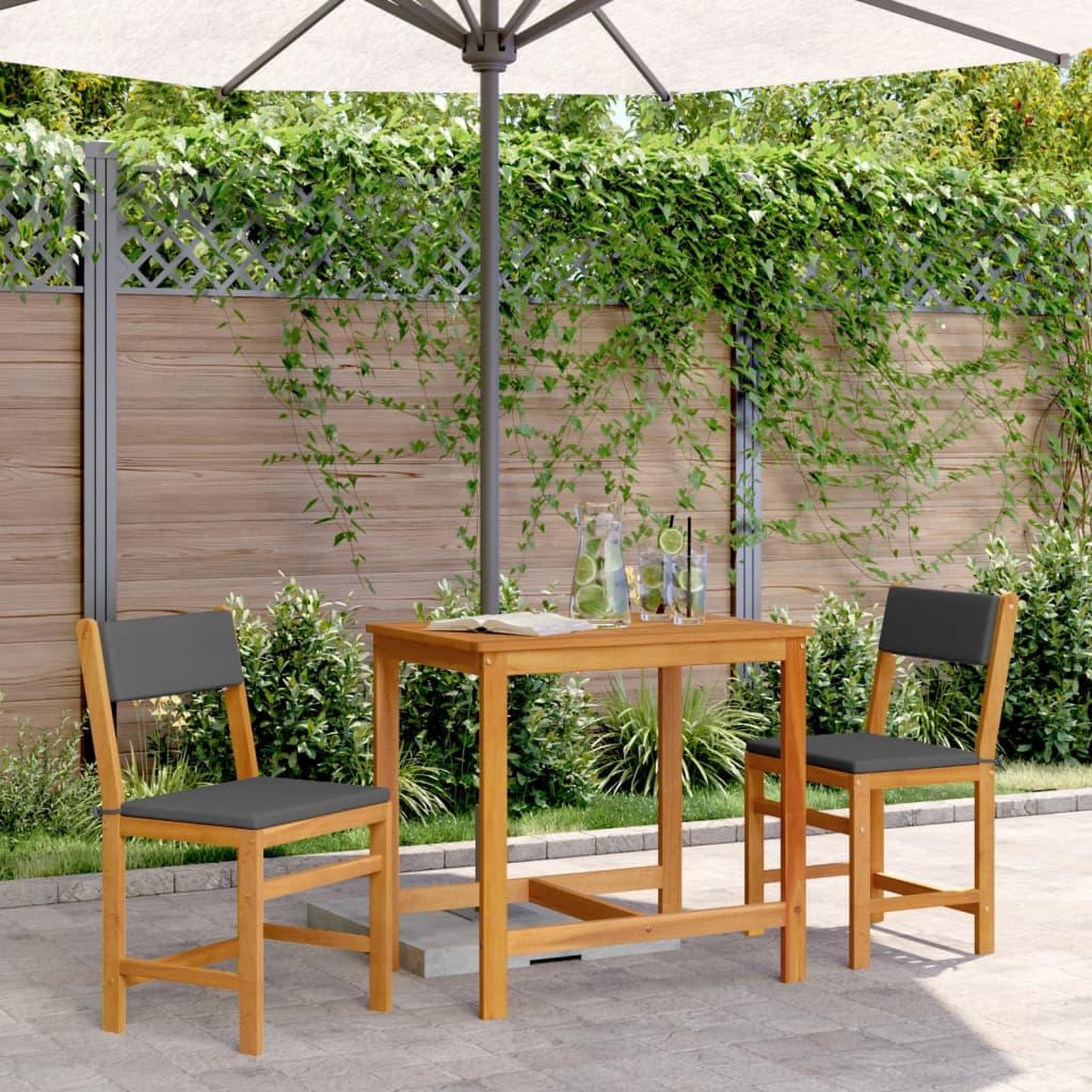 VIDAXL Ensemble de balcon avec coussins 3 pcs bois massif d'acacia