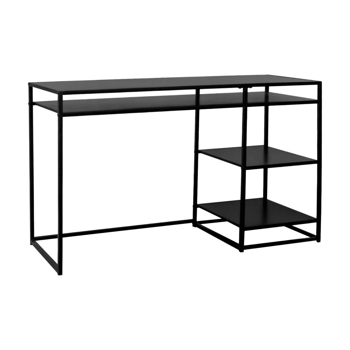 SWEEEK Bureau avec casiers et deux étagères en métal noir 120cm - INDUSTRIELLE