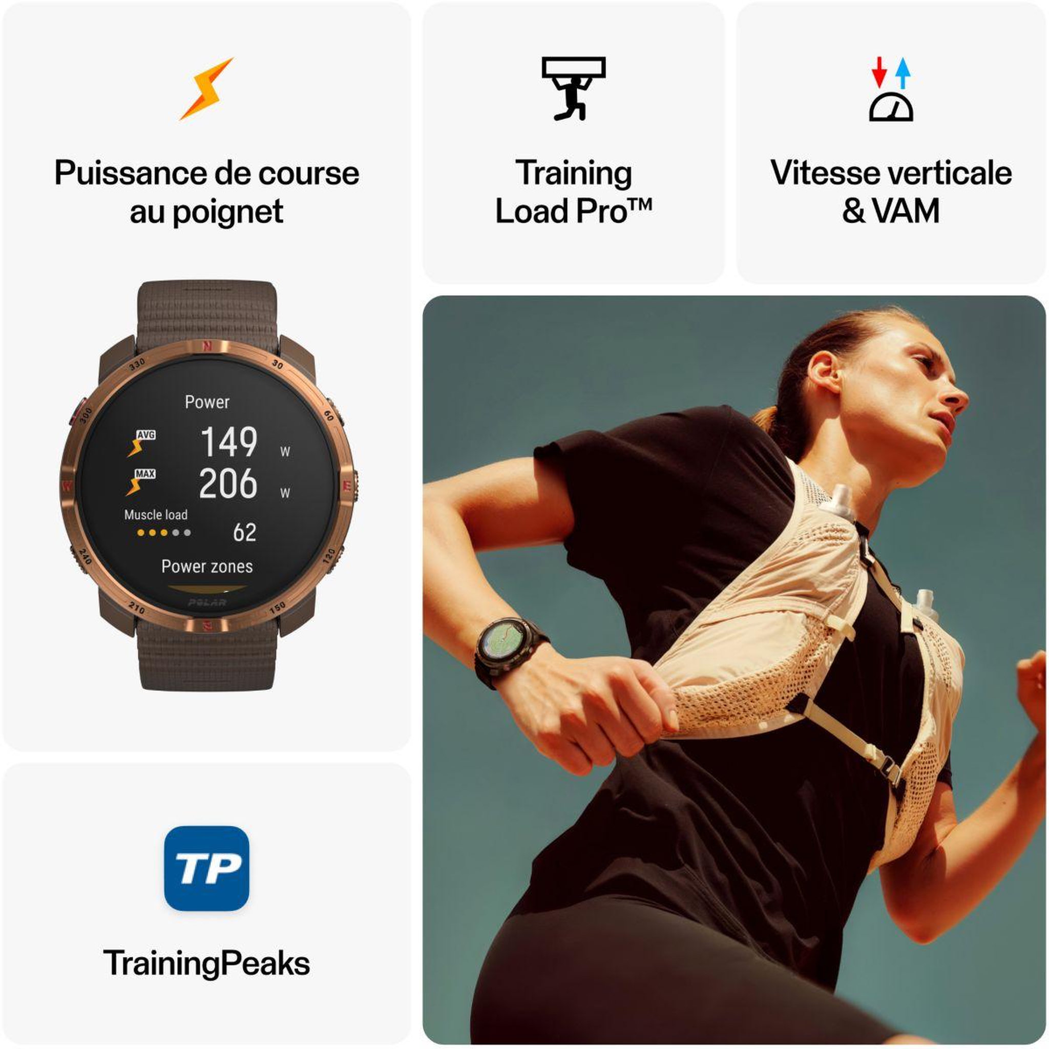Voir la diapositive 4 : POLAR Montre sport Grit X2 Maron S-L