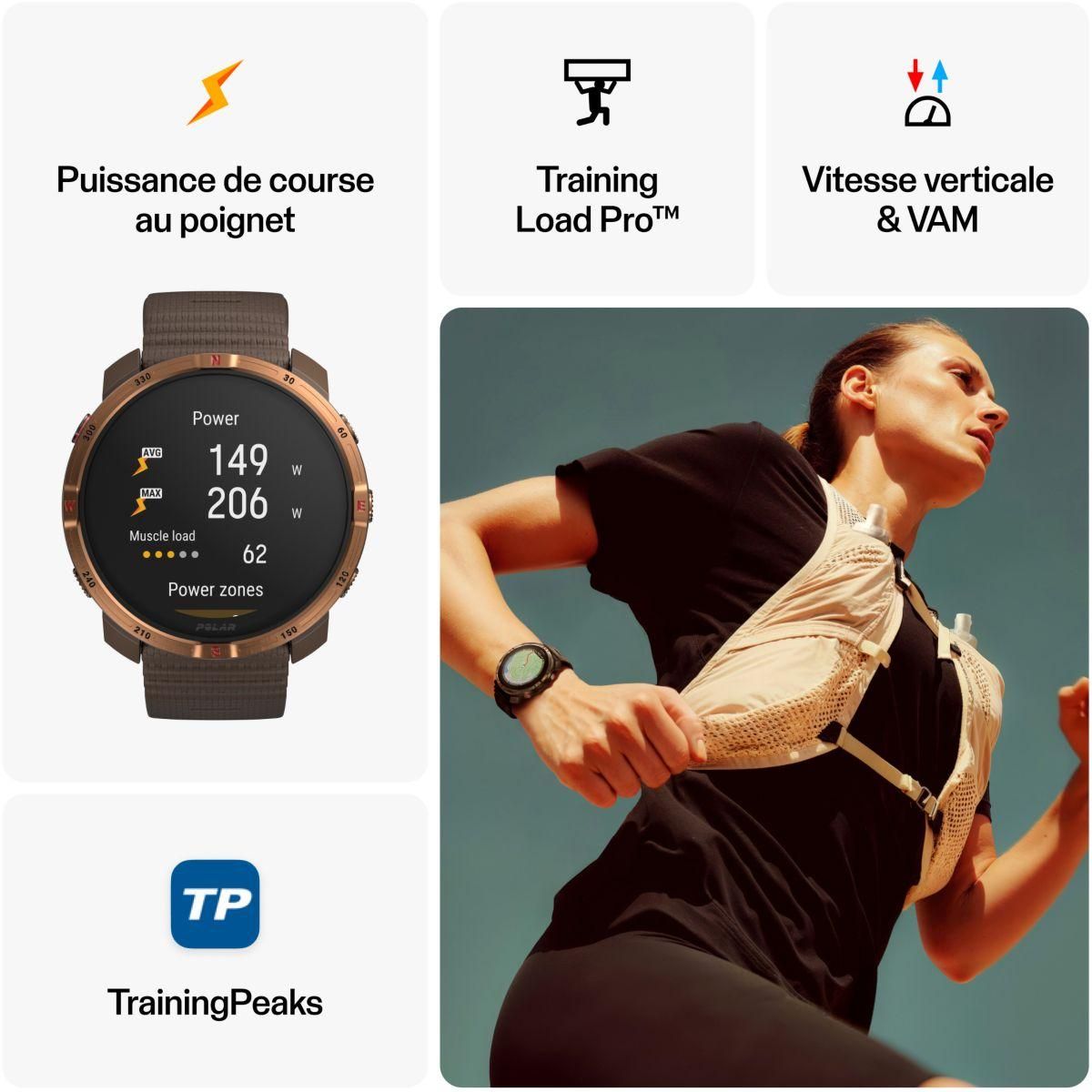 POLAR Montre sport Grit X2 Maron S-L