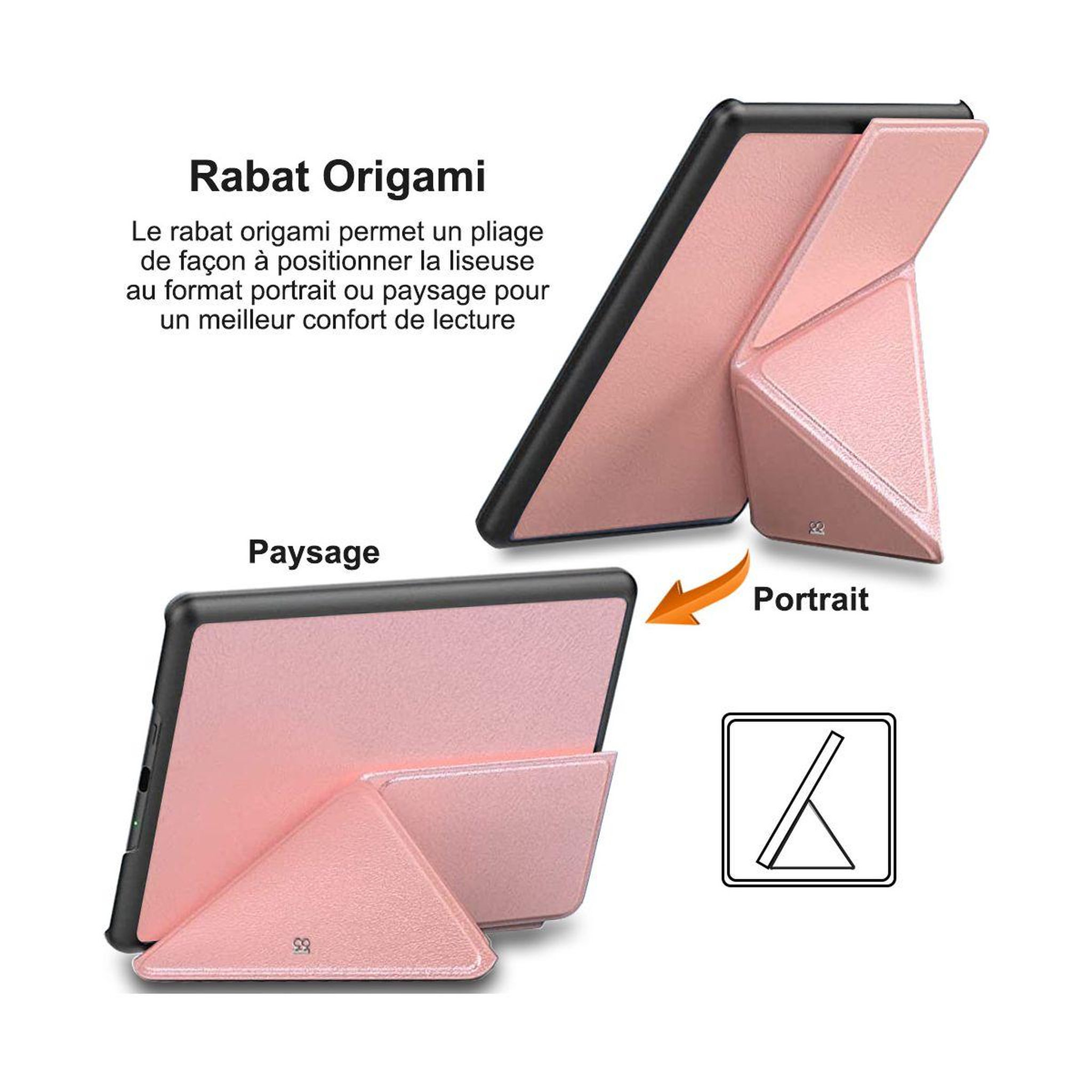 Voir la diapositive 3 : IBROZ Etui origami kindle paperwhite 2021 rose