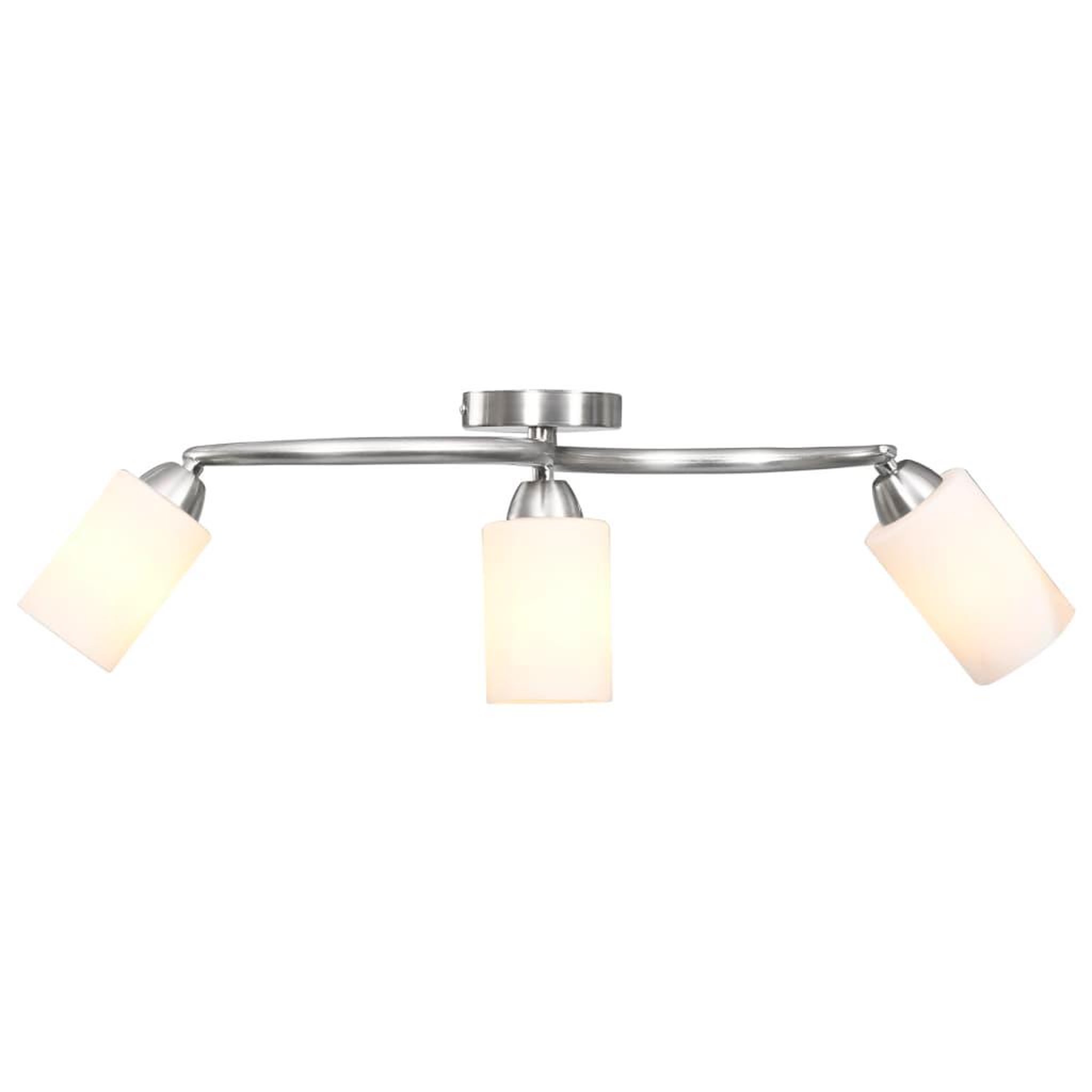 Voir la diapositive 1 : VIDAXL Plafonnier avec abat-jour en verre 3 ampoules E14 Blanc  Cone