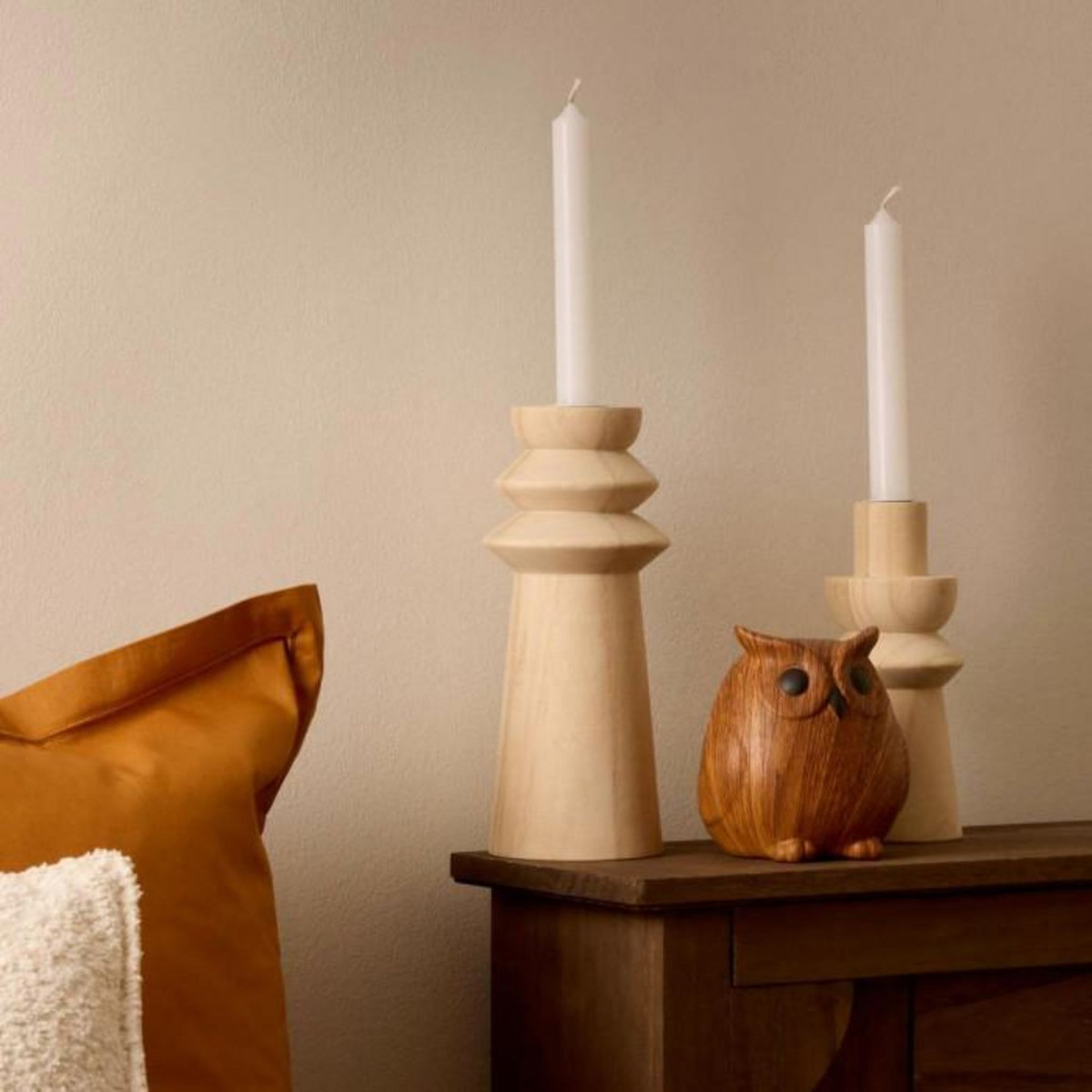 ATMOSPHERA Statuette Chouette en Dolomite  Automne  12cm Caramel