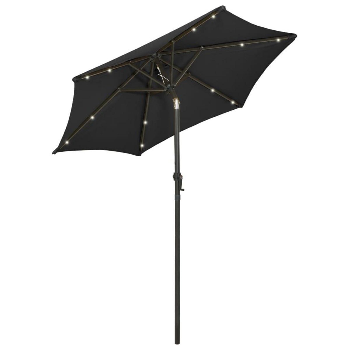 VIDAXL Parasol de jardin avec lumieres LED noir 200x211 cm aluminium