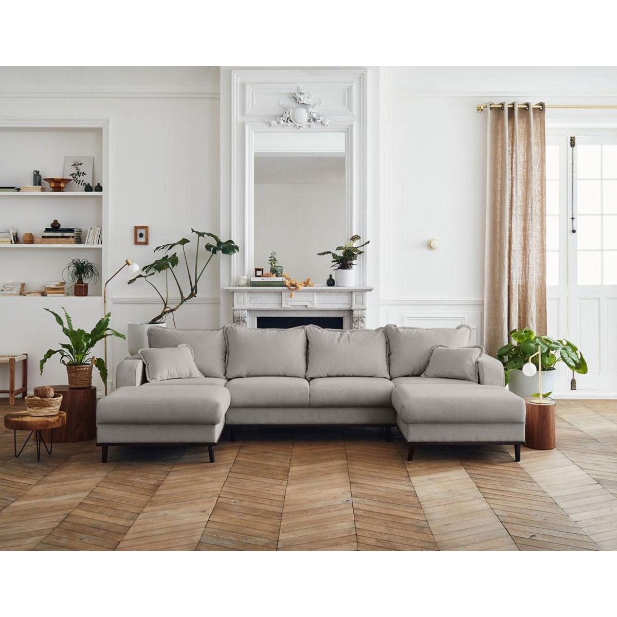 LISA DESIGN Albane - canapé panoramique en u - 7 places - en velours côtelé