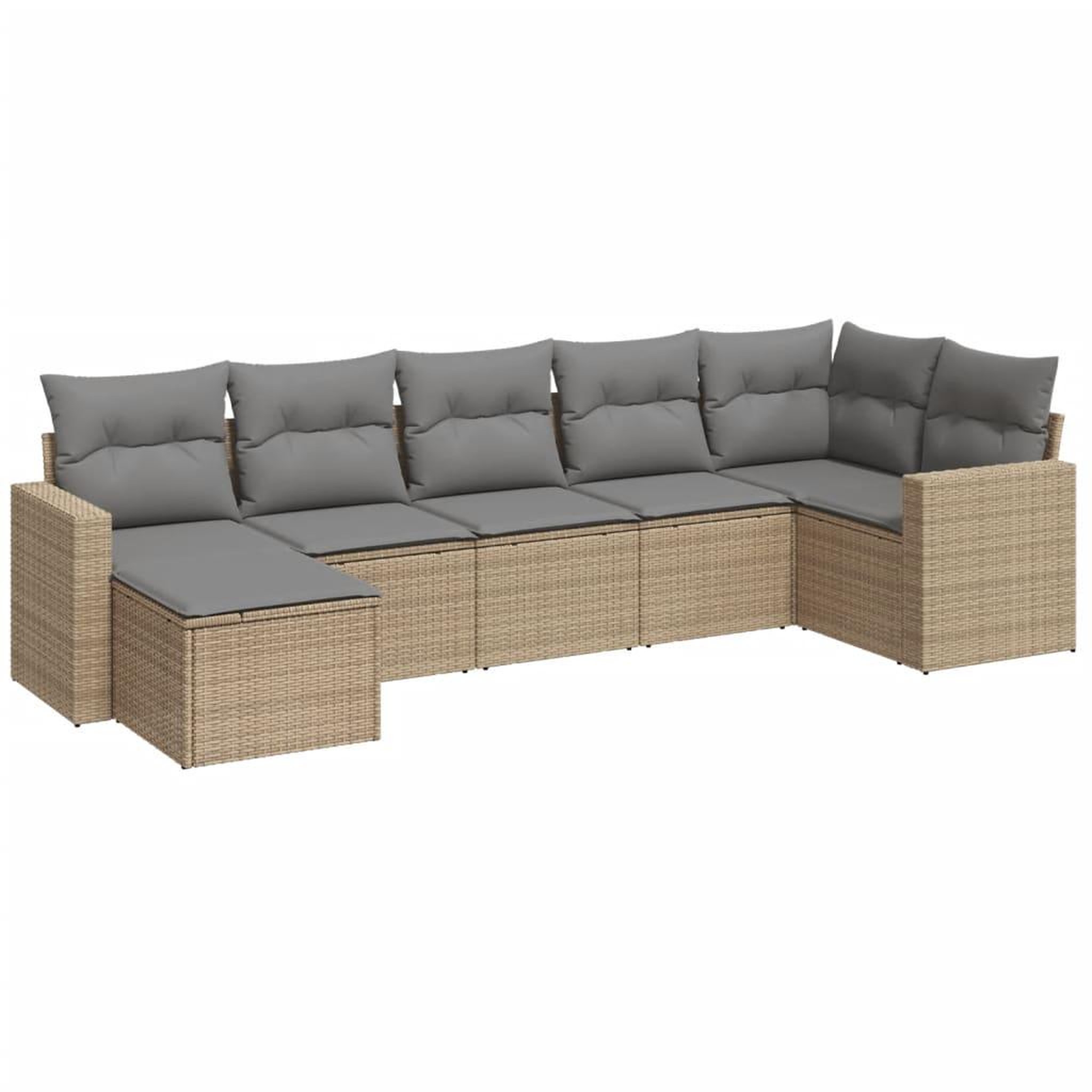 Voir la diapositive 2 : VIDAXL Salon de jardin avec coussins 7 pcs beige resine tressee