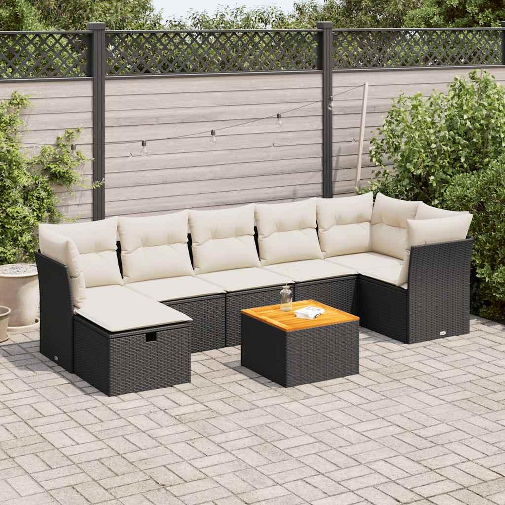 VIDAXL Salon de jardin 8 pcs avec coussins noir resine tressee