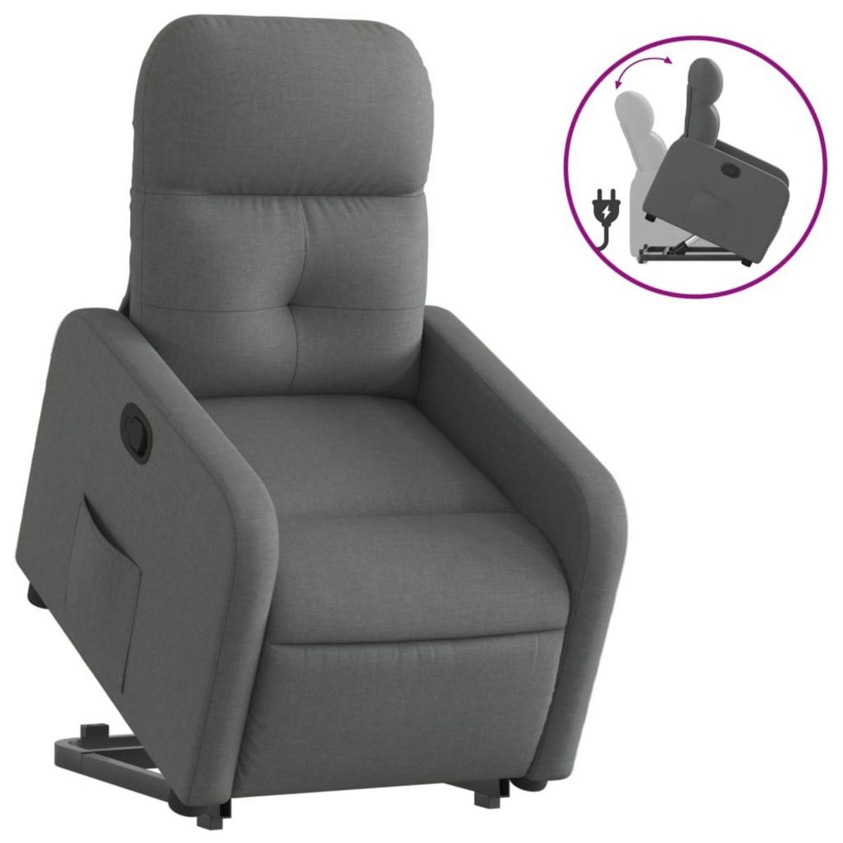 VIDAXL Fauteuil inclinable Gris fonce Tissu