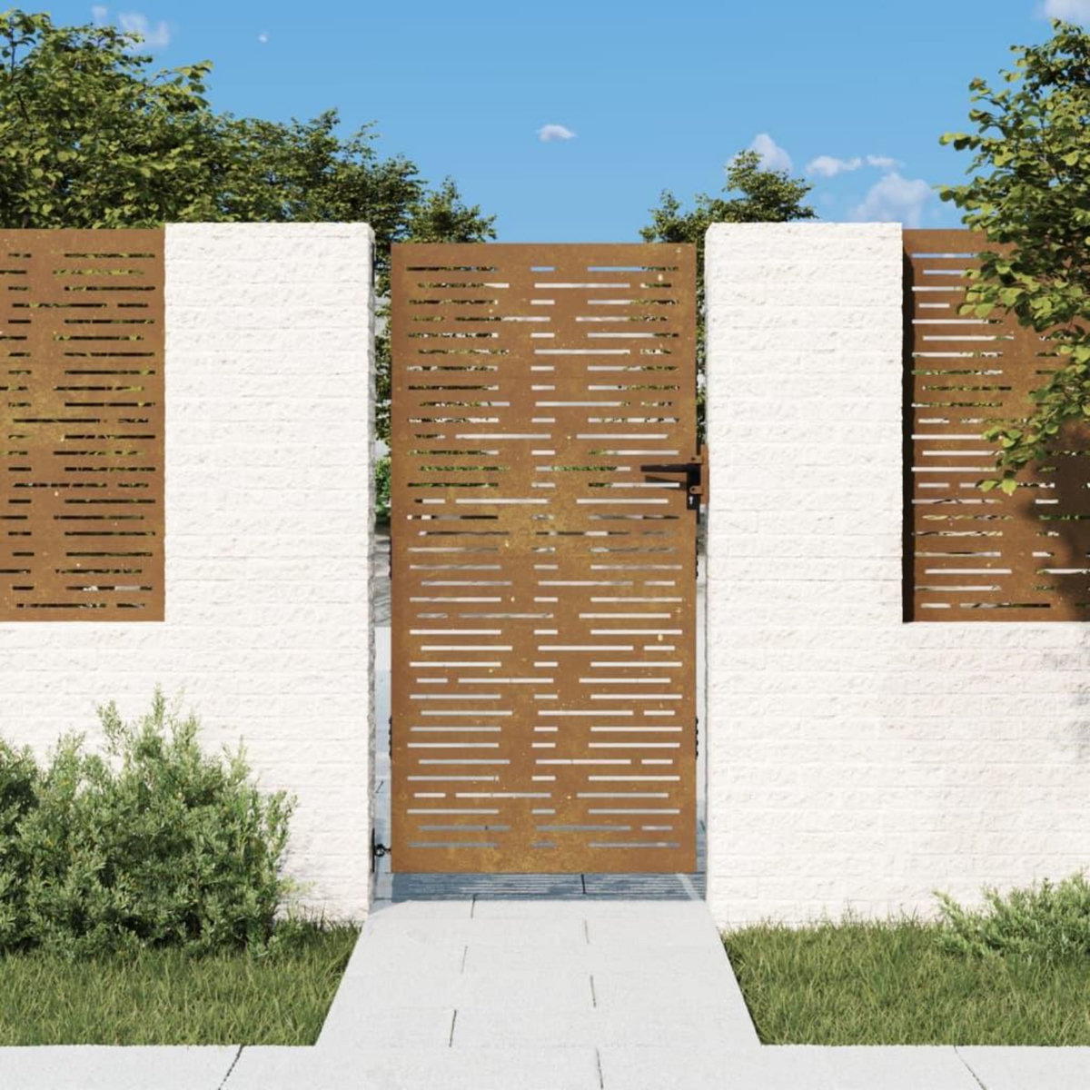 VIDAXL Portail de jardin 85x200 cm acier corten conception de carre