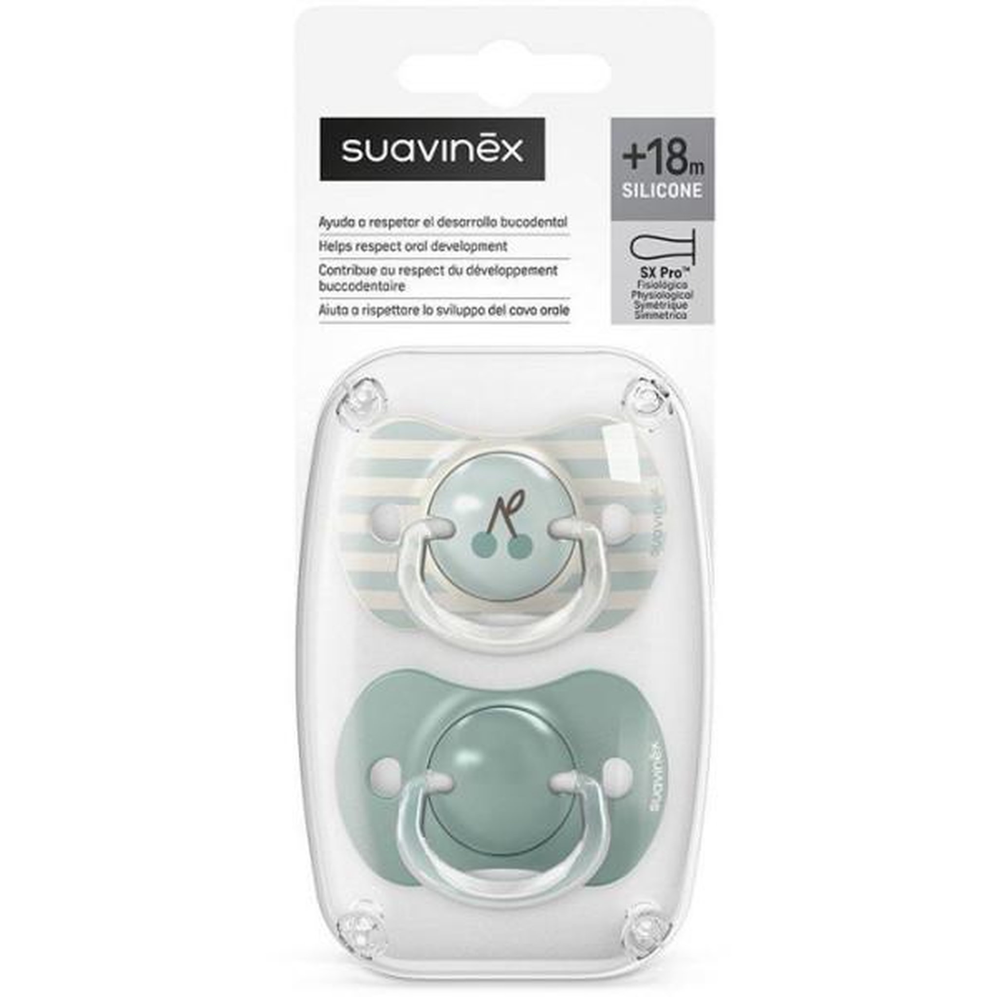 Voir la diapositive 5 : Suavinex Lot de 2 sucettes symétriques - SUAVINEX - Birdies - SX Pro - 18 mois et plus - Vert
