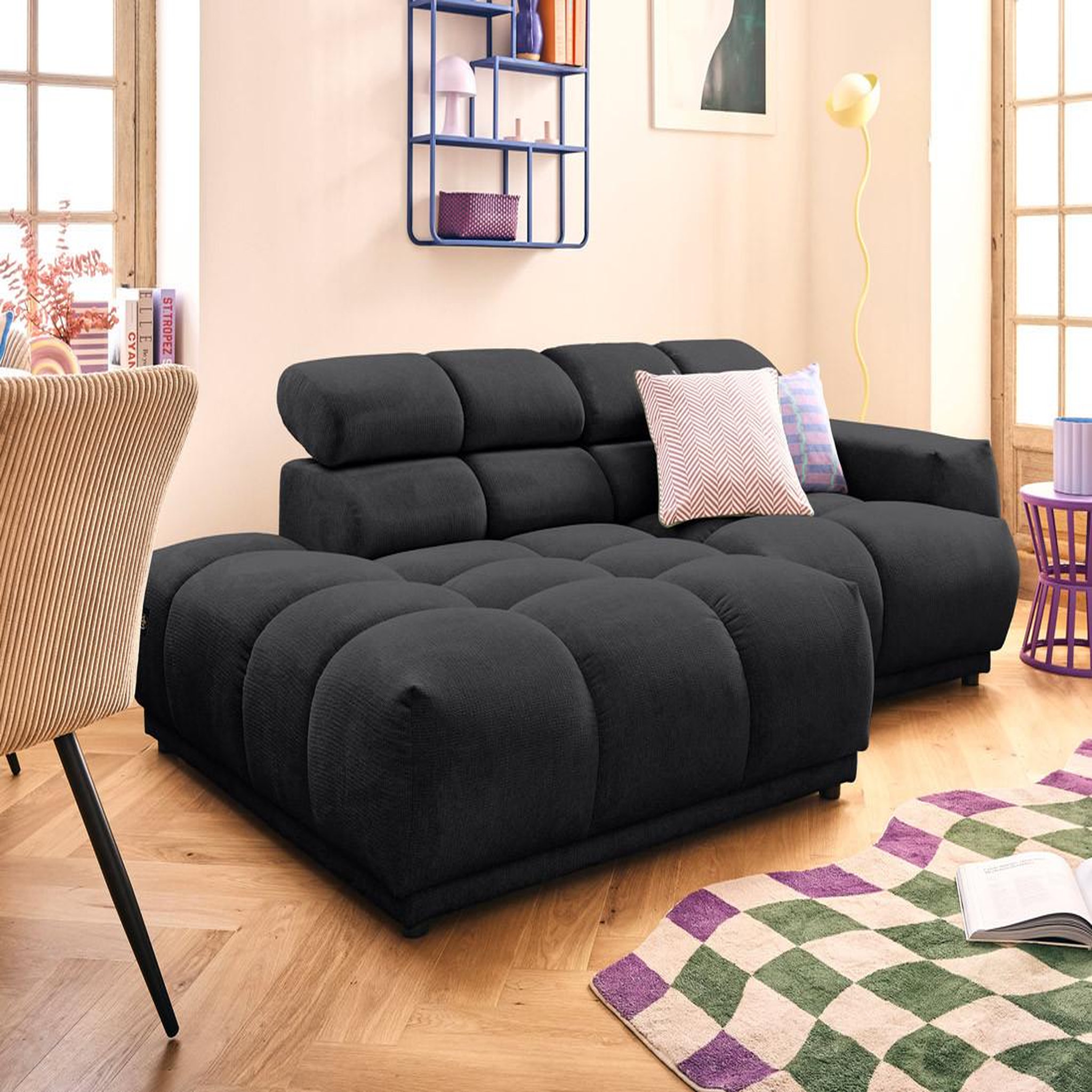 Voir la diapositive 4 : LISA DESIGN Matera - canapé d'angle gauche 4 places avec têtières réglables en tissu texturé