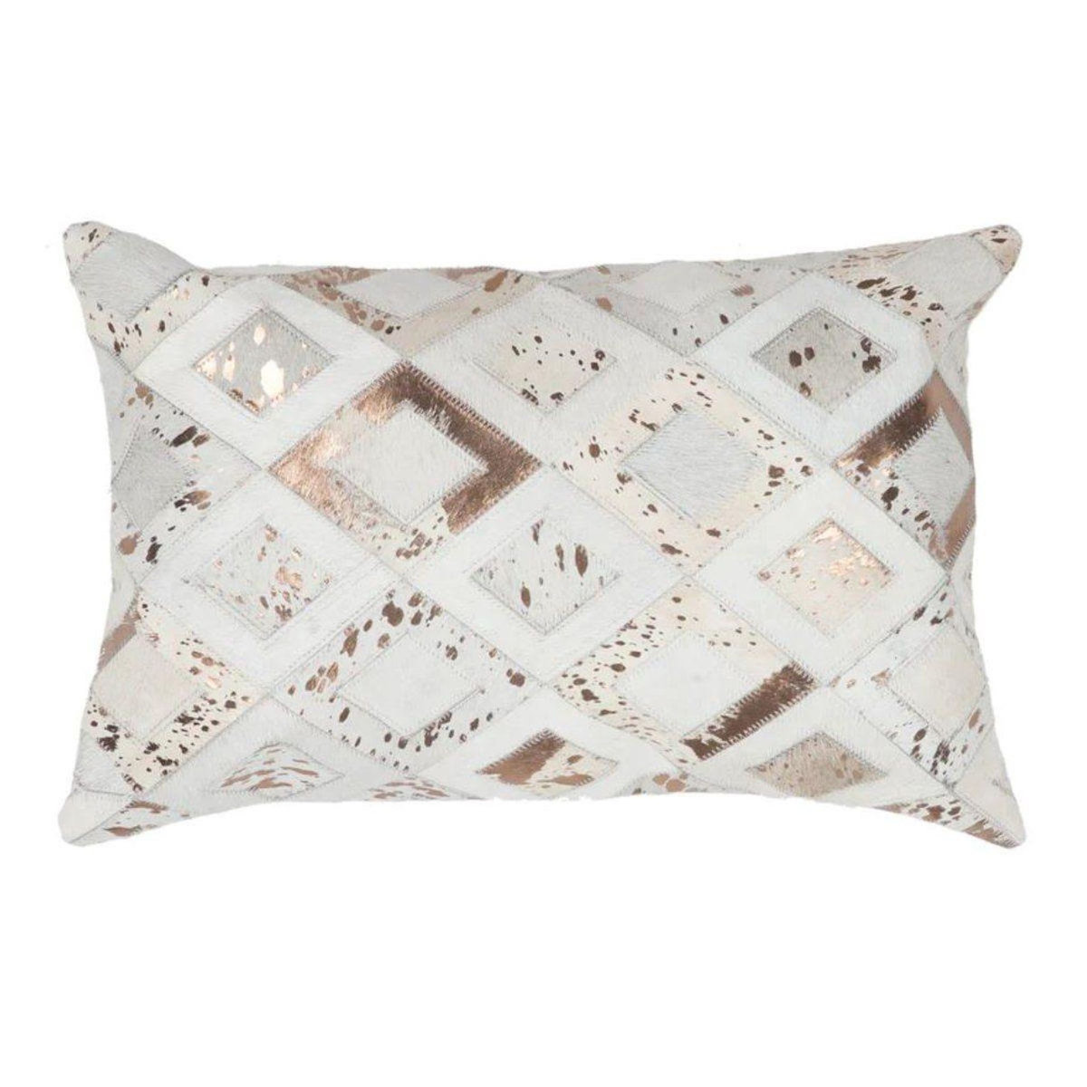 Paris Prix Coussin en Cuir  Spark  40x60cm Ivoire & Chrome