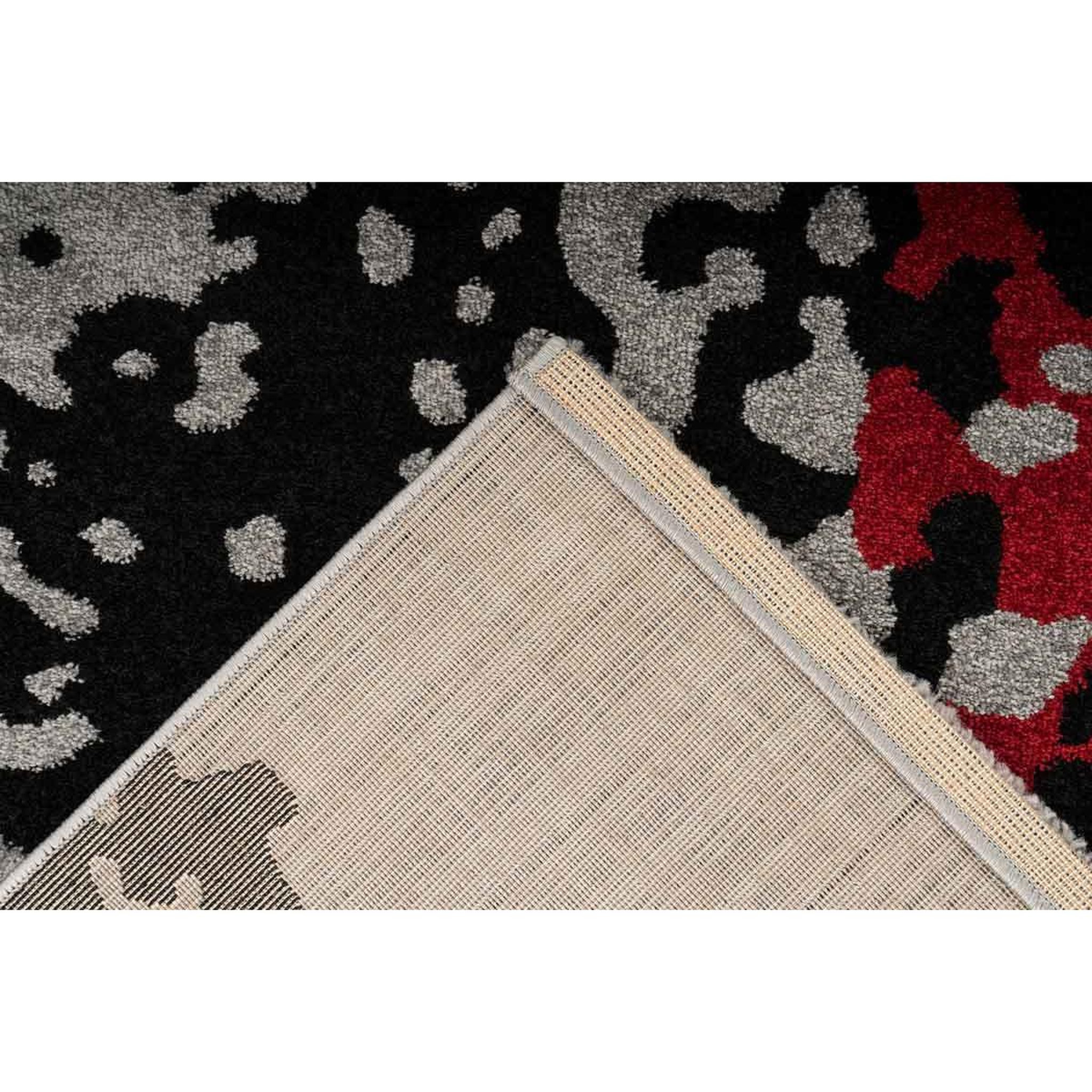Voir la diapositive 4 : Paris Prix Tapis tissé imprimé  naila  noir & rouge