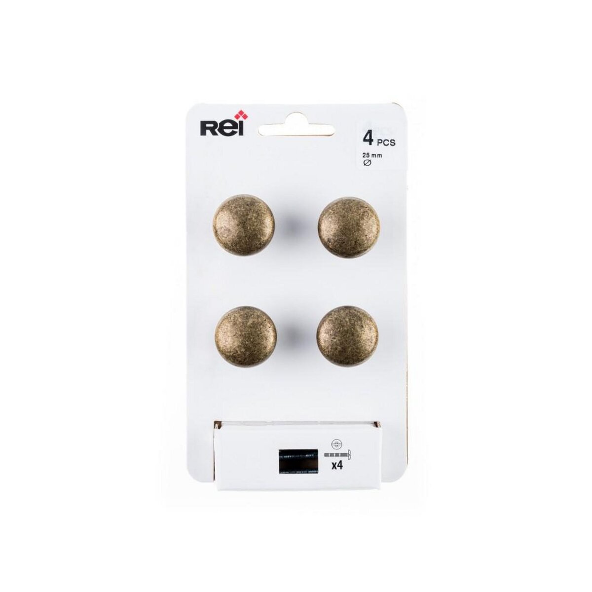 CENTRALE BRICO Lot de 4 boutons de meuble Rond zamak laitonné H.25 x l.25 x P.25 mm