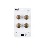CENTRALE BRICO Lot de 4 boutons de meuble Rond zamak laitonné H.25 x l.25 x P.25 mm