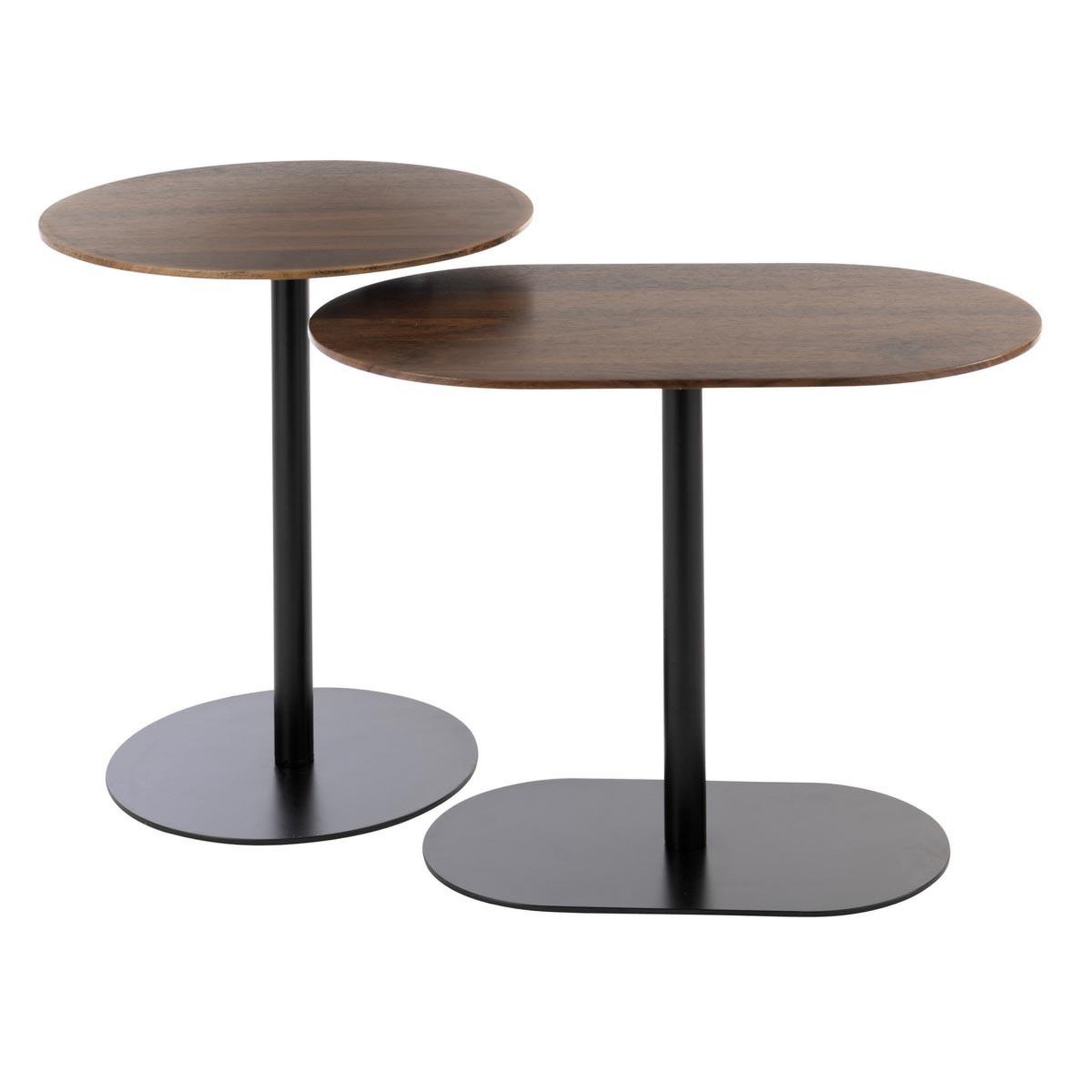 Voir la diapositive 1 : J-LINE Lot de 2 Tables d'Appoint  Fay  55cm Noir & Marron