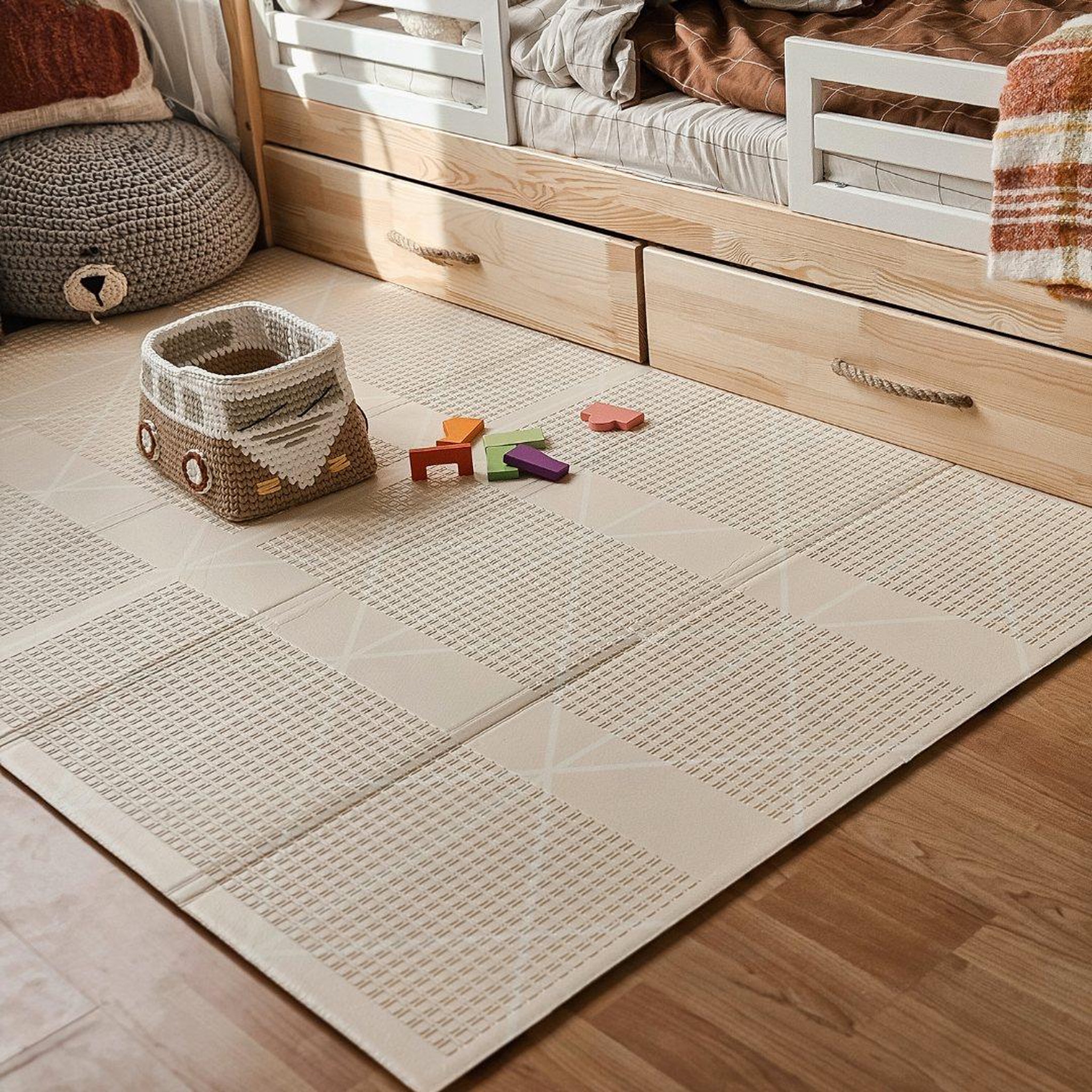 Voir la diapositive 2 : MAMABRUM Tapis d'éveil Bébé Évolutif en Mousse Mamabrum 180*120, Double Faces, Facile à Nettoyer, Imperméable