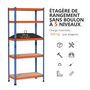 Voir la diapositive 6 : HOMCOM Rayonnage charges lourdes ou volumineuses - étagère garage - 5 tablettes réglables en hauteur - métal bleu orange MDF