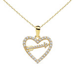 L'ATELIER D'AZUR Collier - Pendentif Or 18 Carats 750/000 Jaune  - Coeur et Flèche - Chaine Dorée