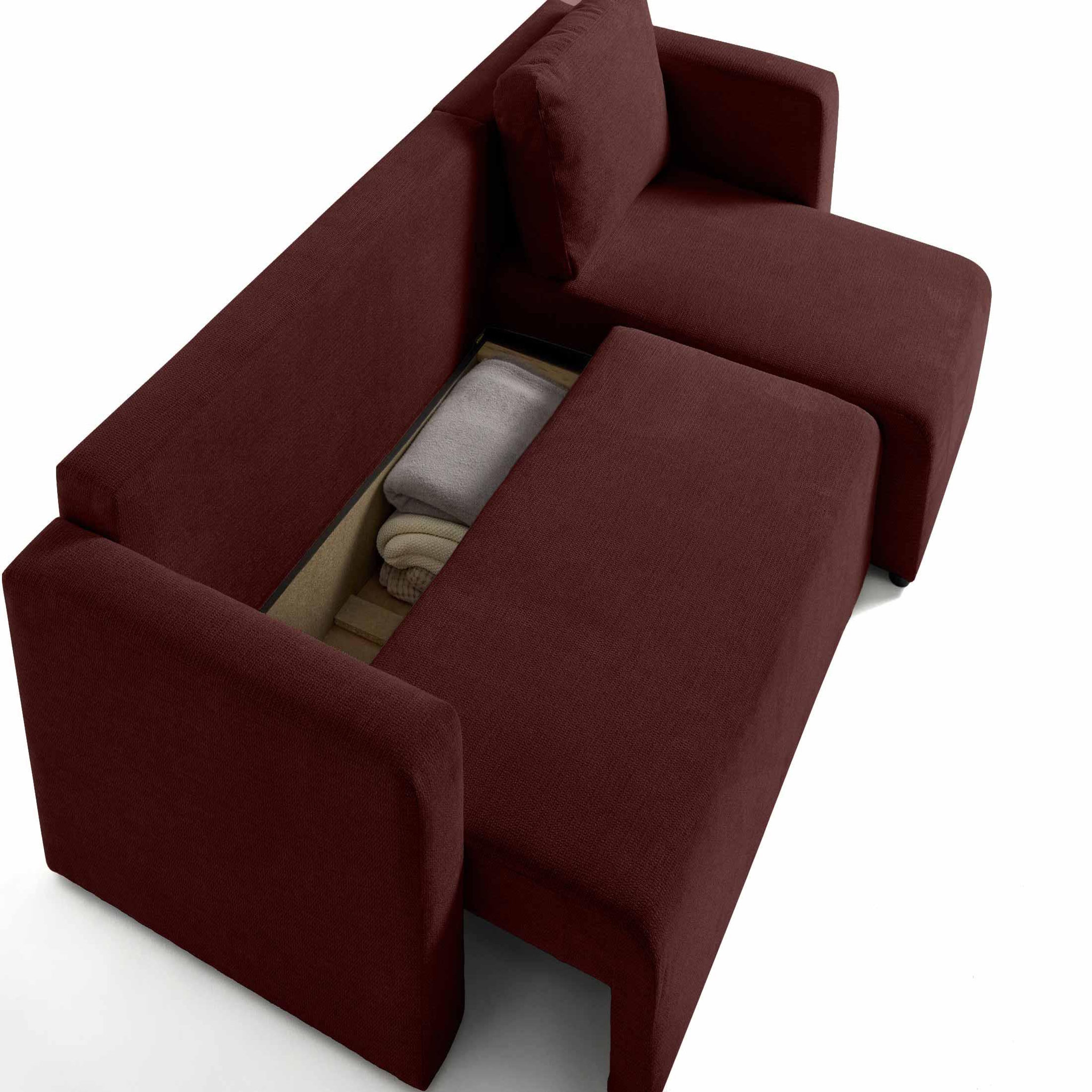 Voir la diapositive 5 : BEST MOBILIER Canopy - canapé d'angle réversible - 4 places - convertible avec coffre - en tissu texturé